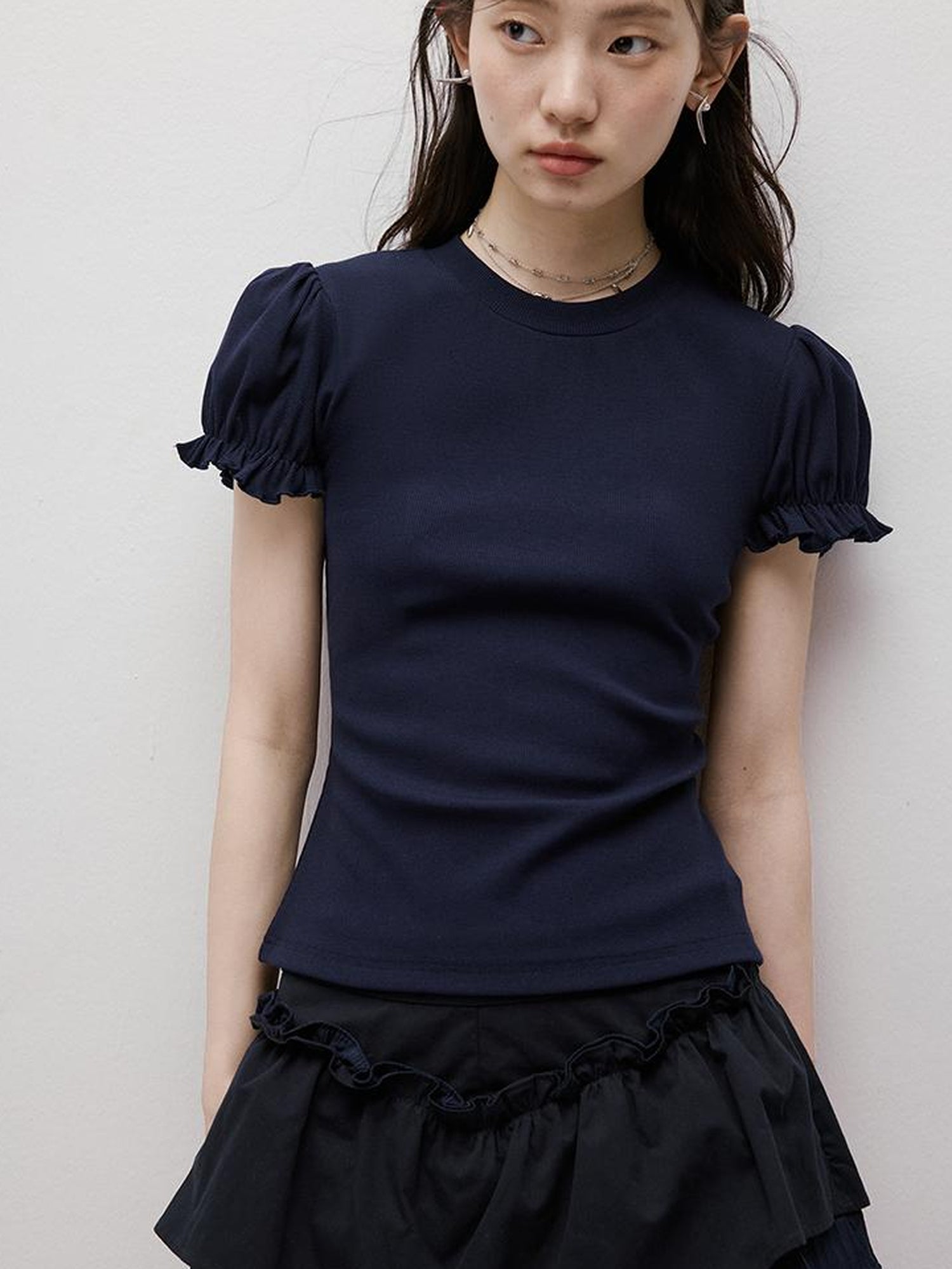 FUSSED Cleanfit Puff Sleeve Cropped Tee In Four Colors