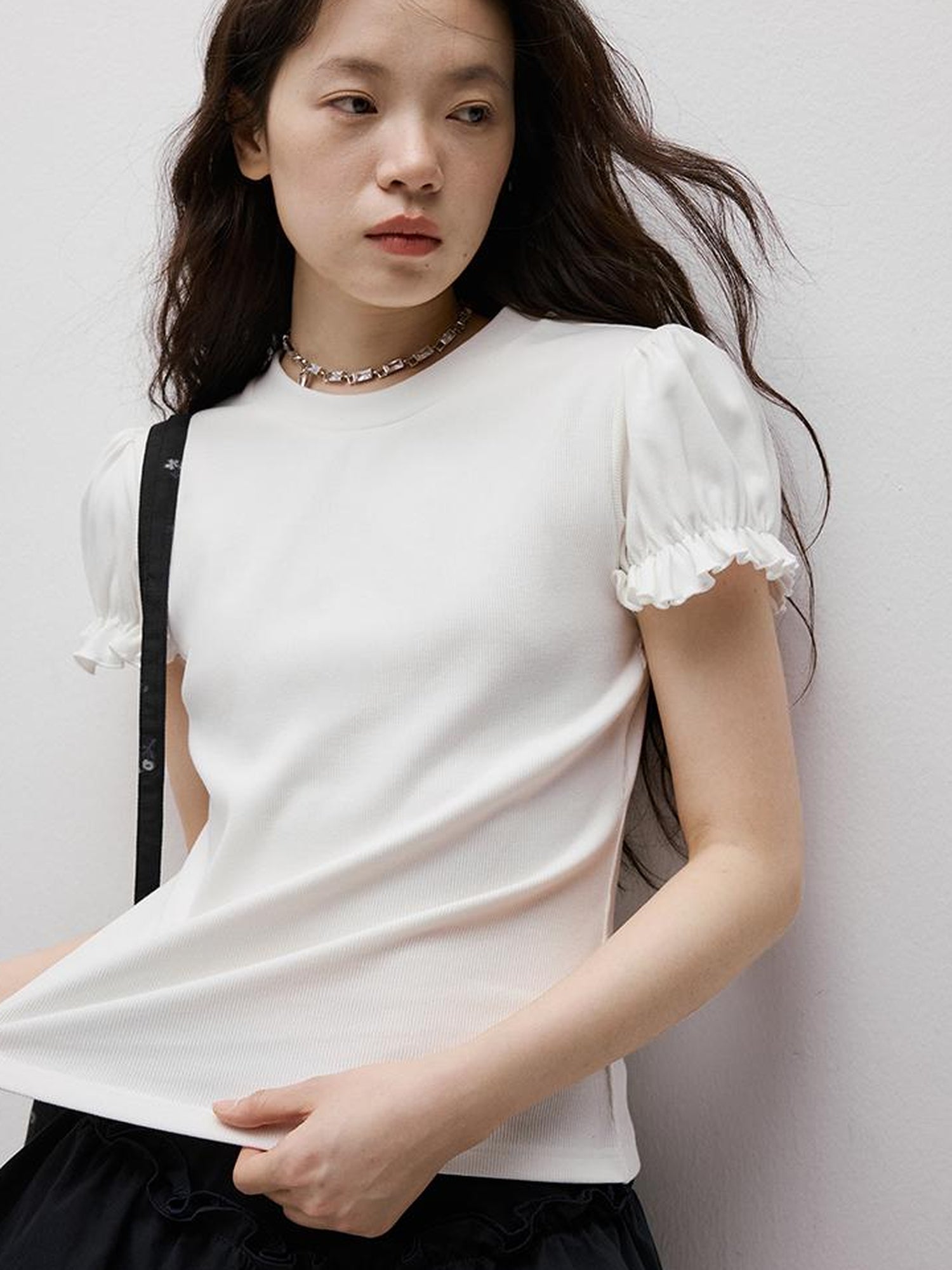 FUSSED Cleanfit Puff Sleeve Cropped Tee In Four Colors