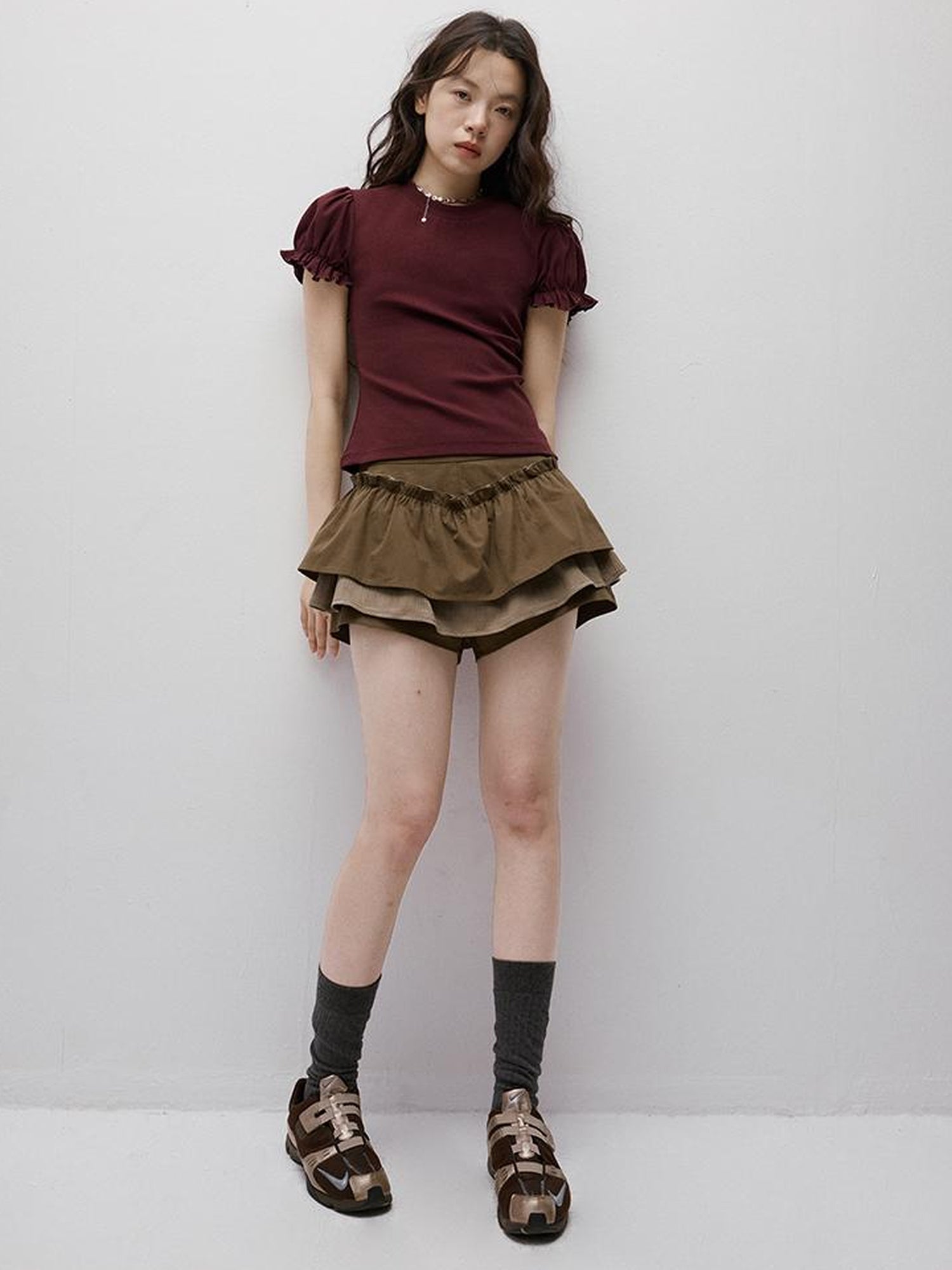 FUSSED Cleanfit Puff Sleeve Cropped Tee In Four Colors