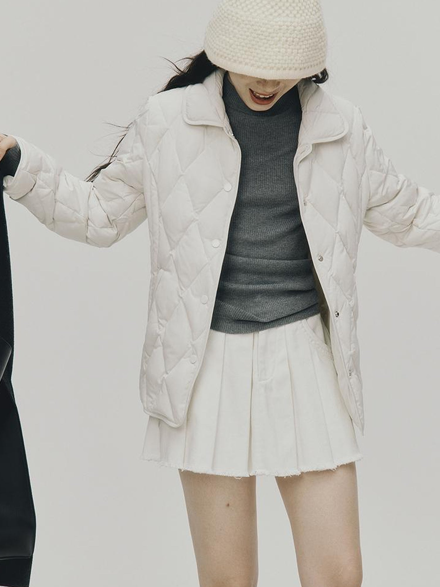 FUSSED Cloud Wrap Diamond Quilted White Down Jacket