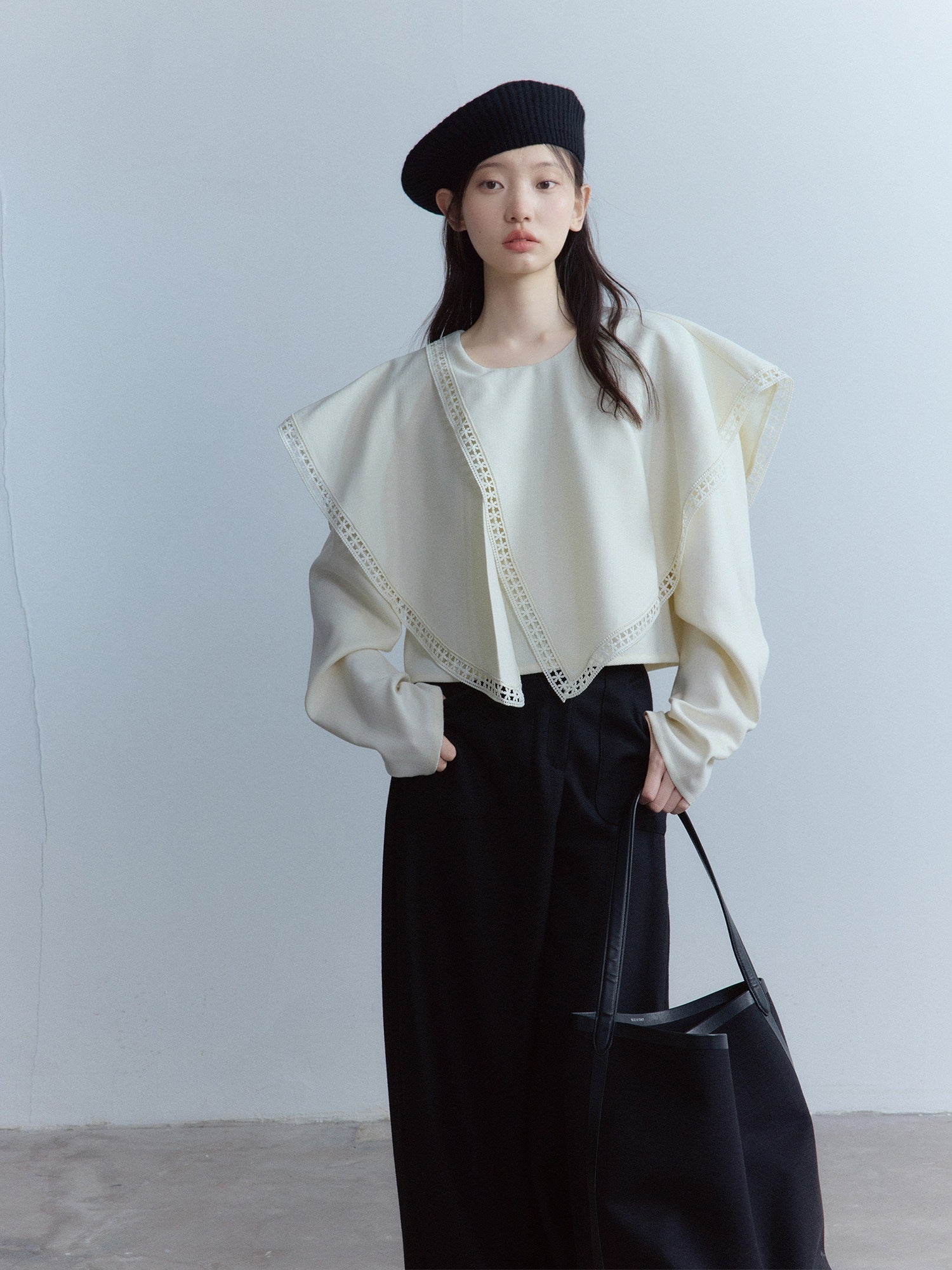 FUSSED_Cozy_Thick_Oversized_Girly_Ruched_Sleeves_Crew_Neck_Women_Off_White_Sweater_MISSTT