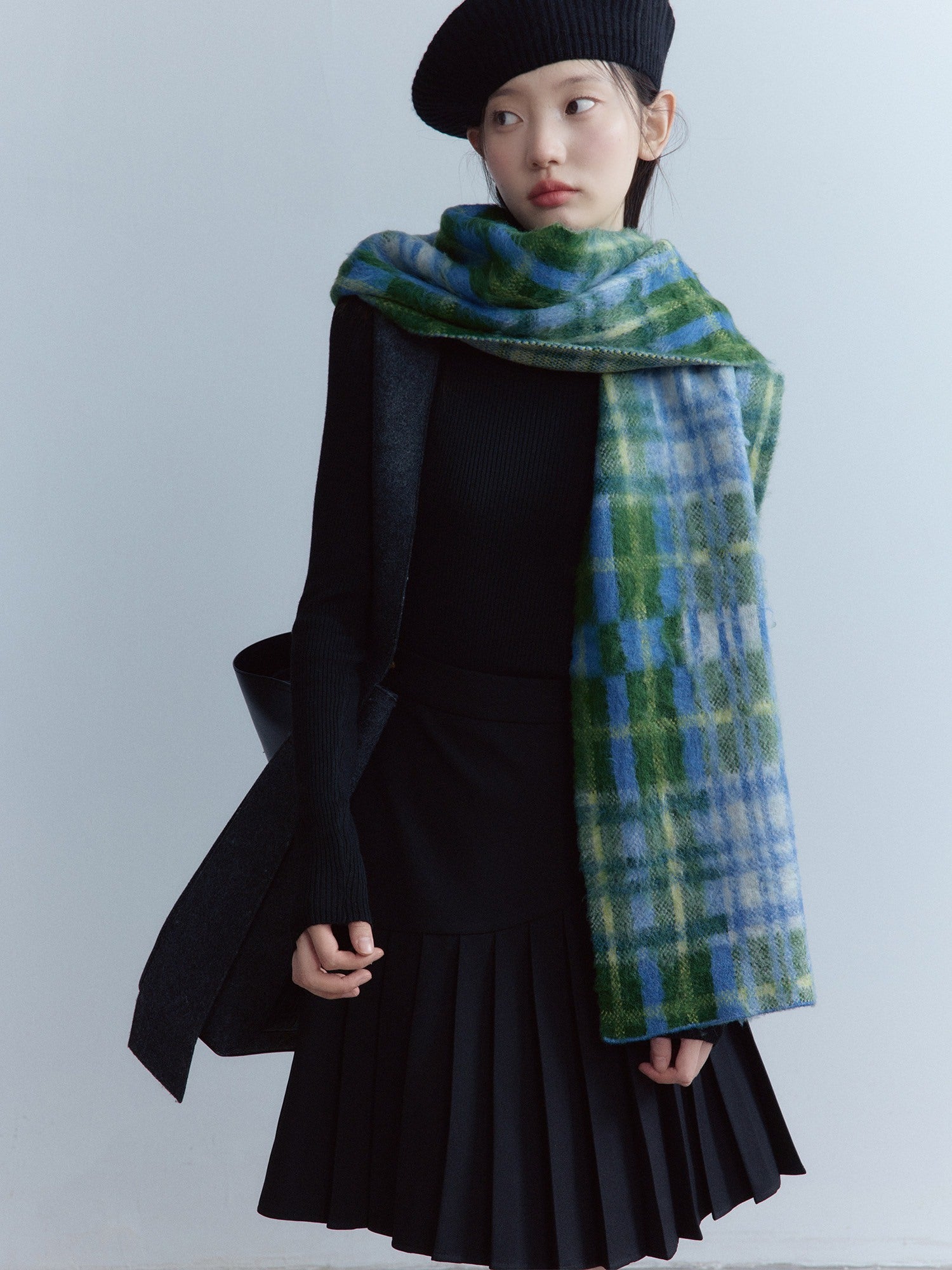 FUSSED_Cozy_Warm_European_Plaid_Long_Women_Youth_190X35Cm_Blue_Green_Tartan_Scarf_MISSTT