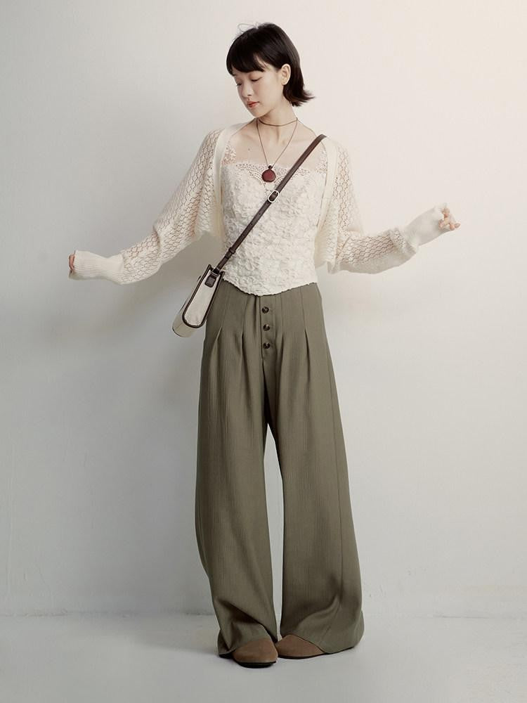 FUSSED Cream Embossed Layered Embroidery Lace Spliced Women&