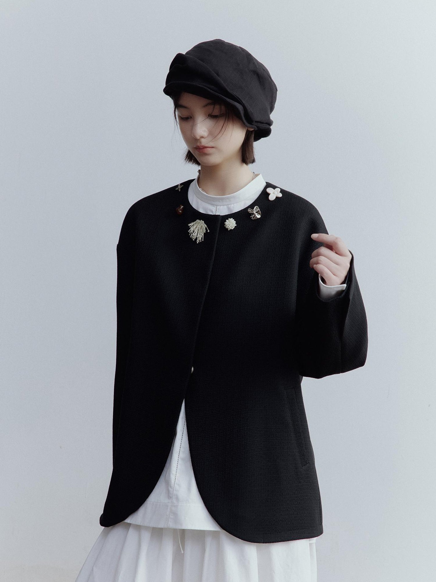 FUSSED Deconstructed Linen Newsboy Cap With Adjustable Brim