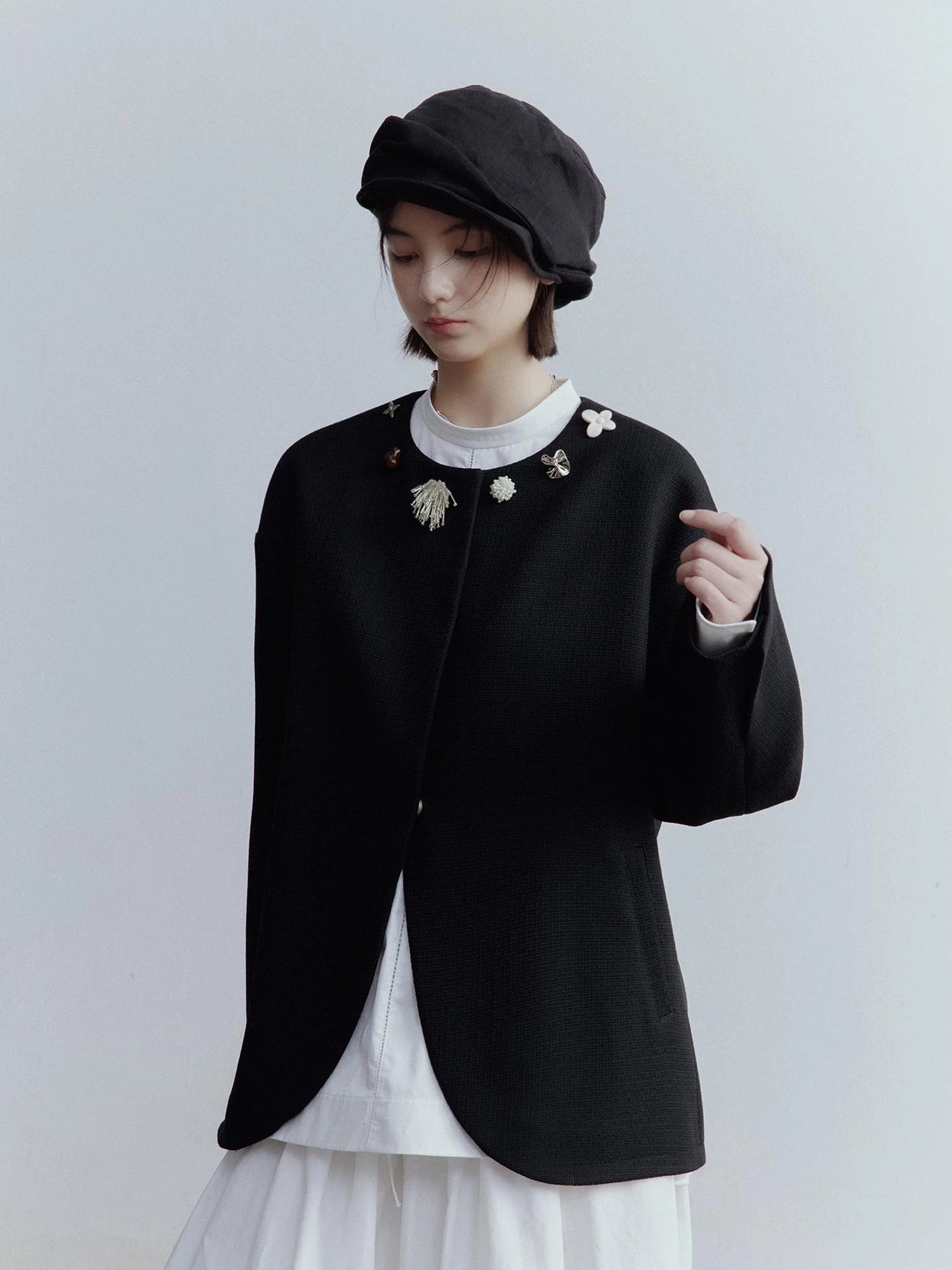 Deconstructed Linen Newsboy Cap With Adjustable Brim