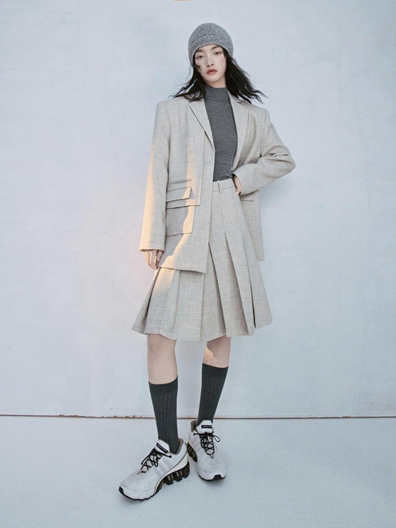 FUSSED Deconstructed Wool Blazer In Gravel Grey