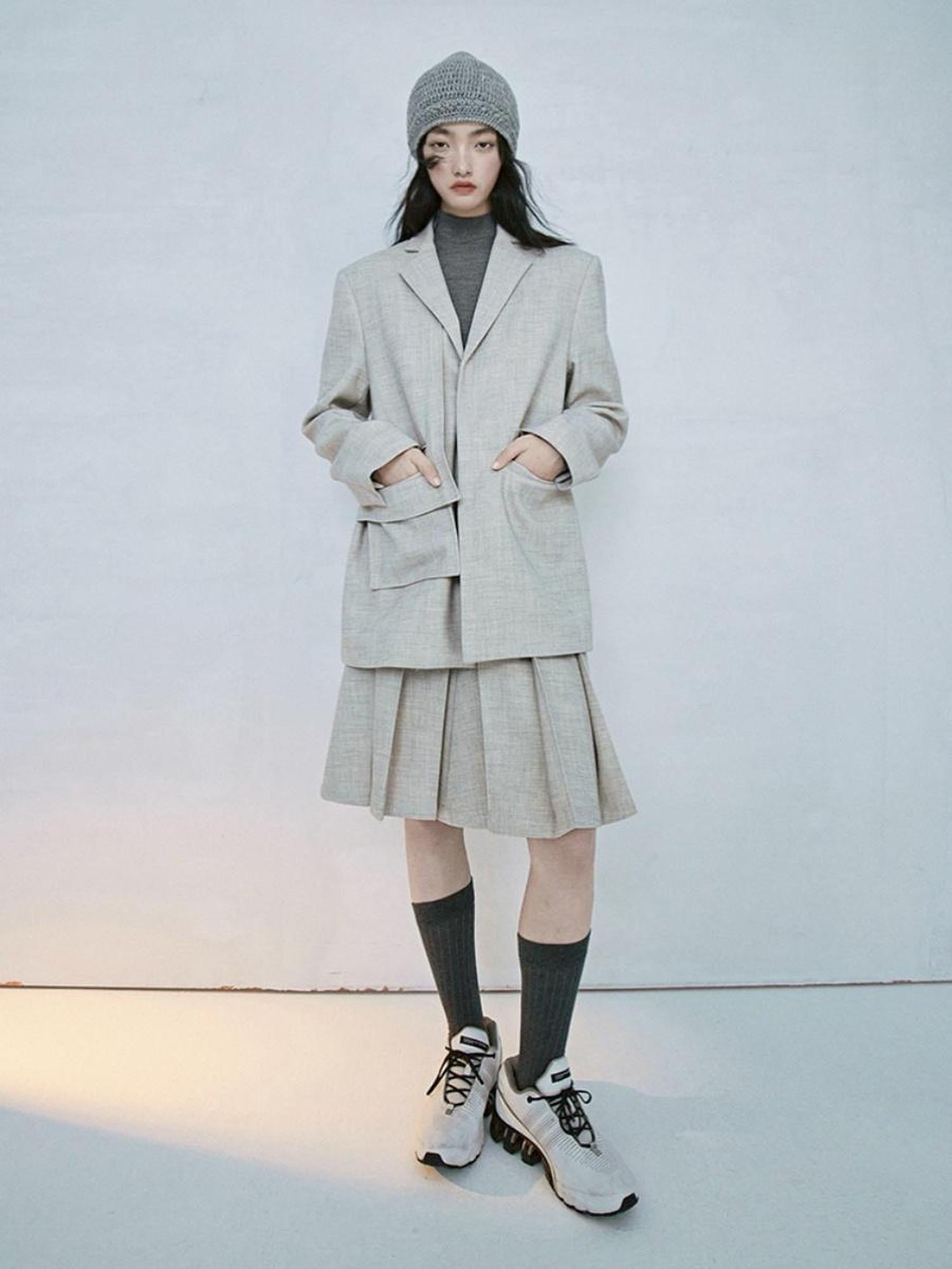 FUSSED Deconstructed Wool Blazer In Gravel Grey