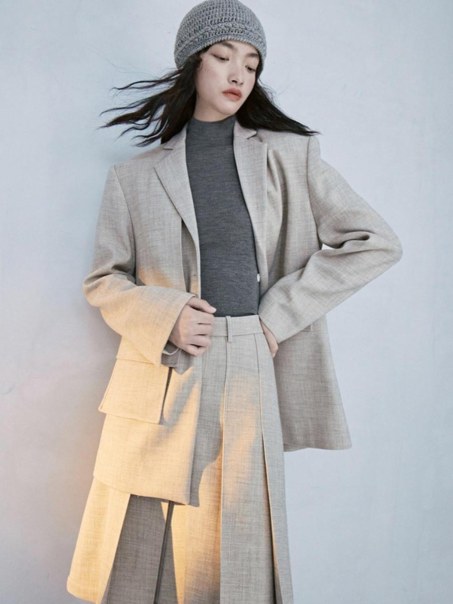 FUSSED Deconstructed Wool Blazer In Gravel Grey