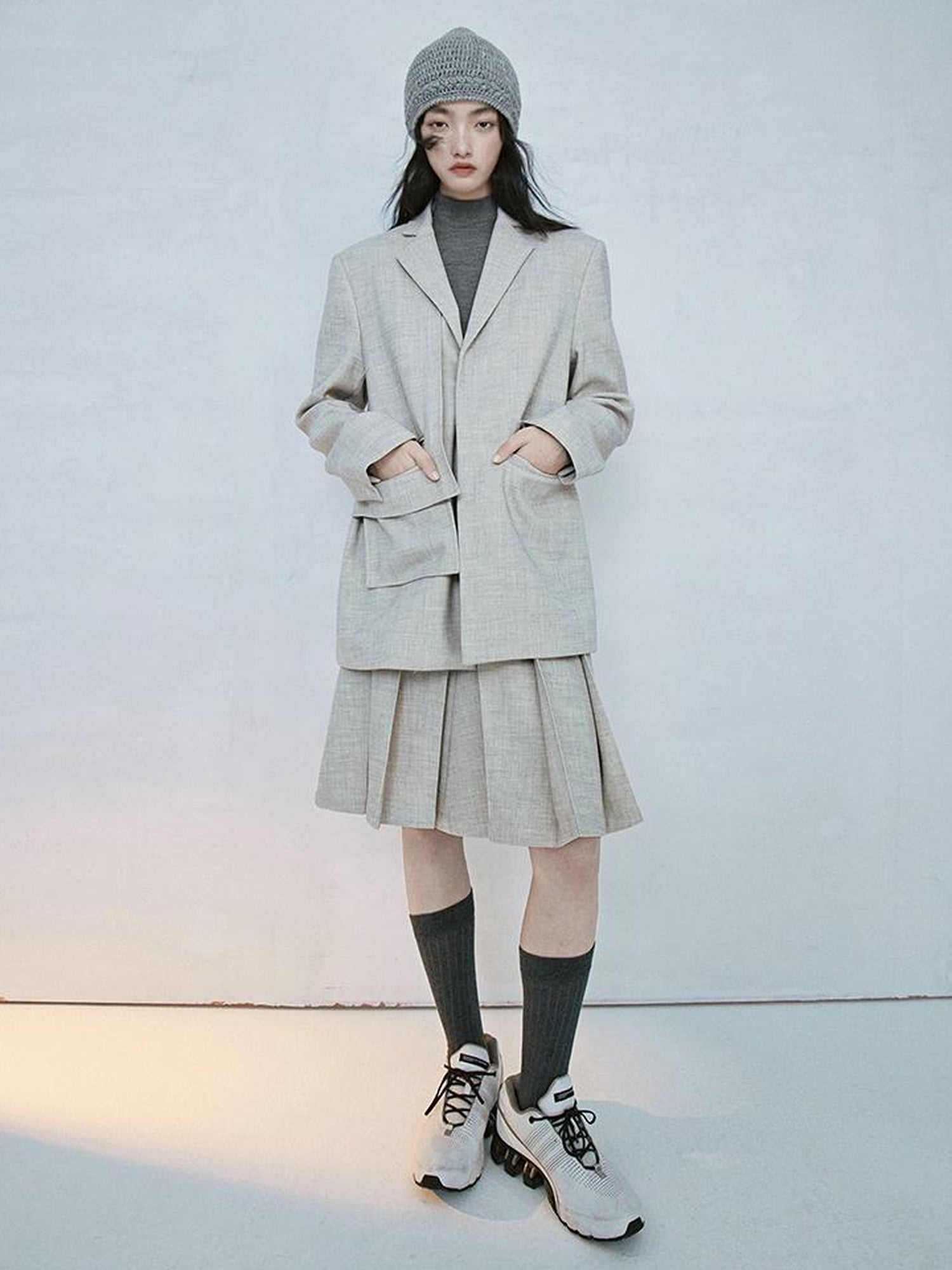 FUSSED Deconstructed Wool Blazer In Gravel Grey