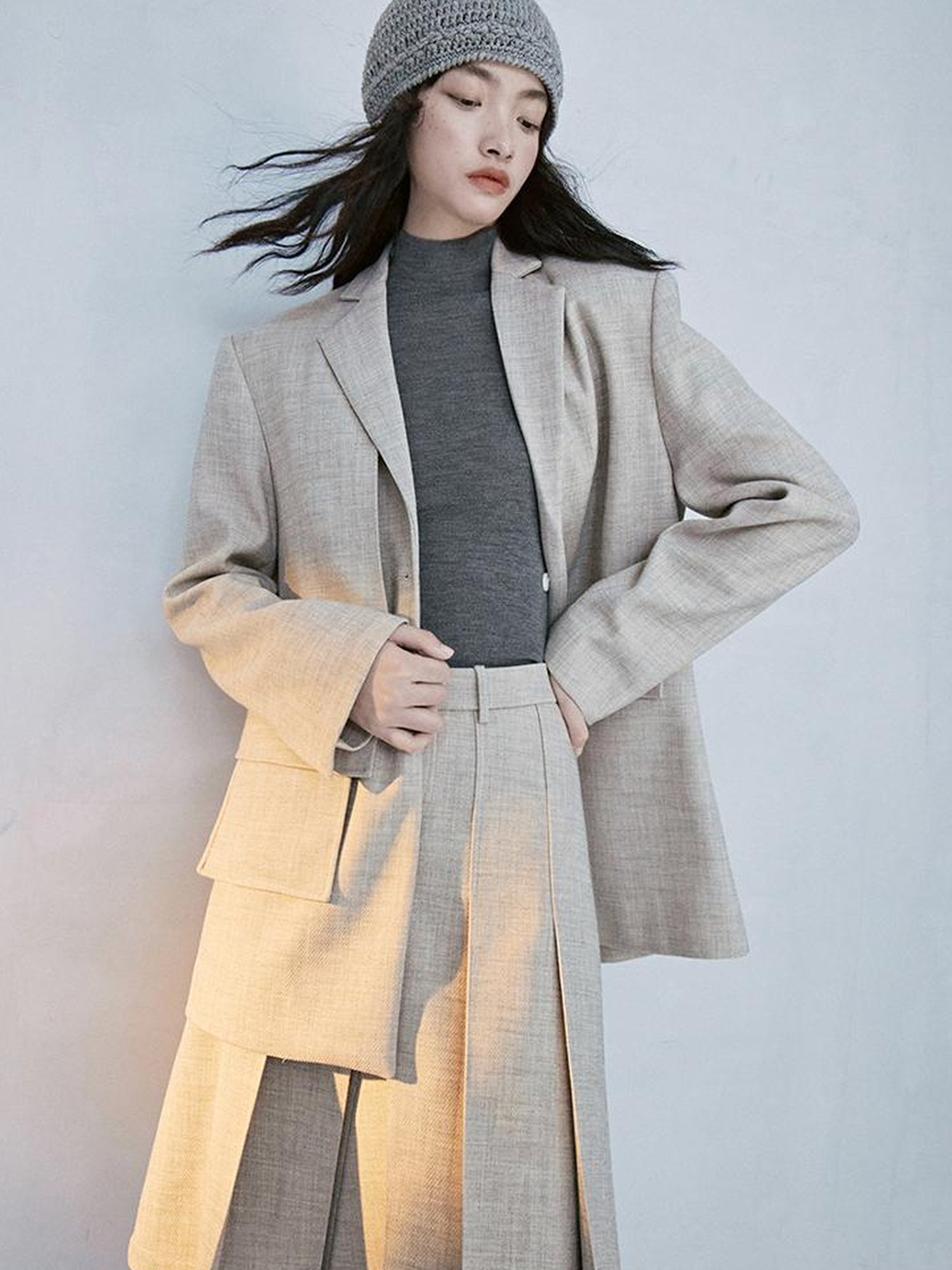FUSSED Deconstructed Wool Blazer In Gravel Grey