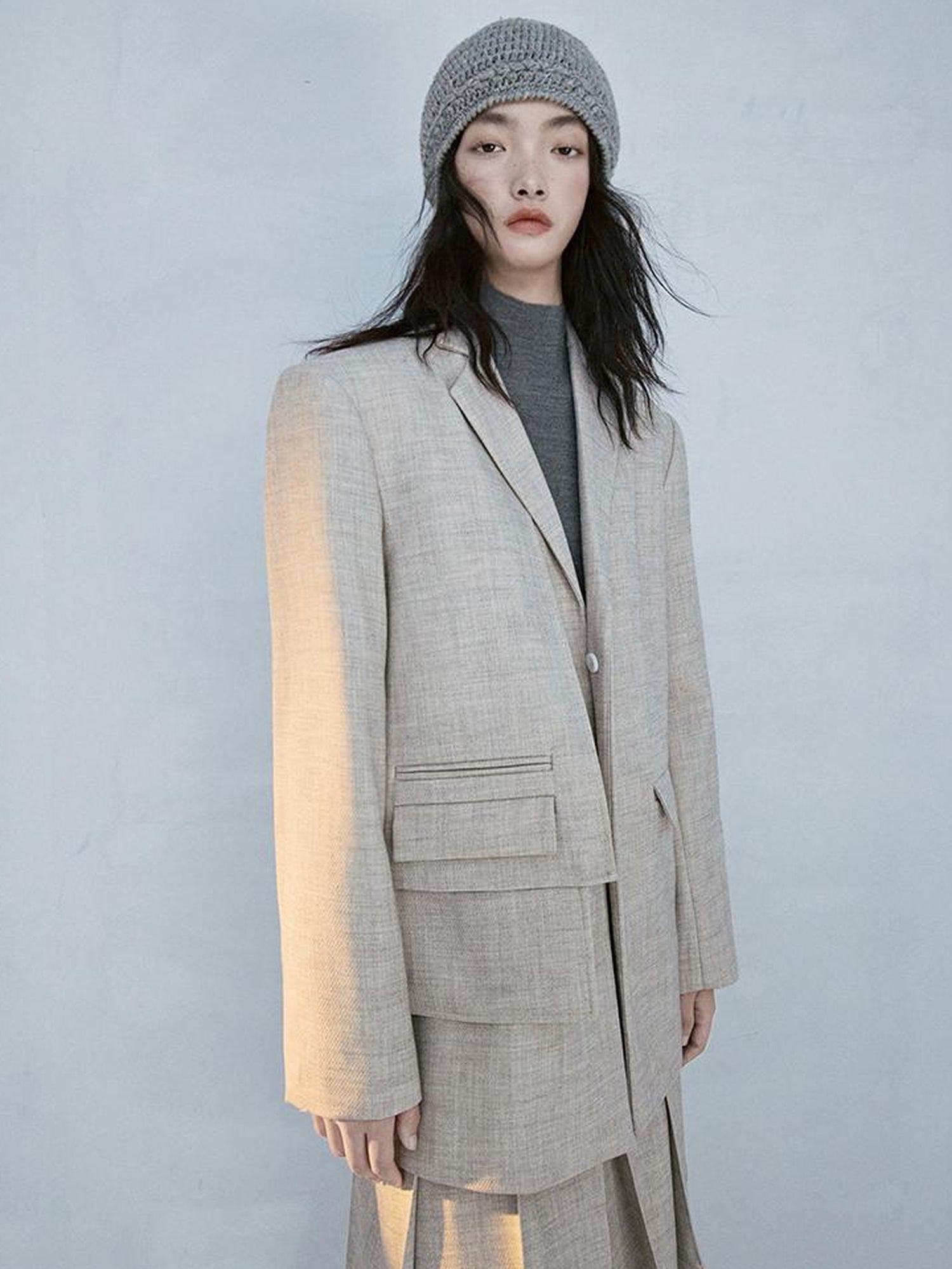 FUSSED Deconstructed Wool Blazer In Gravel Grey