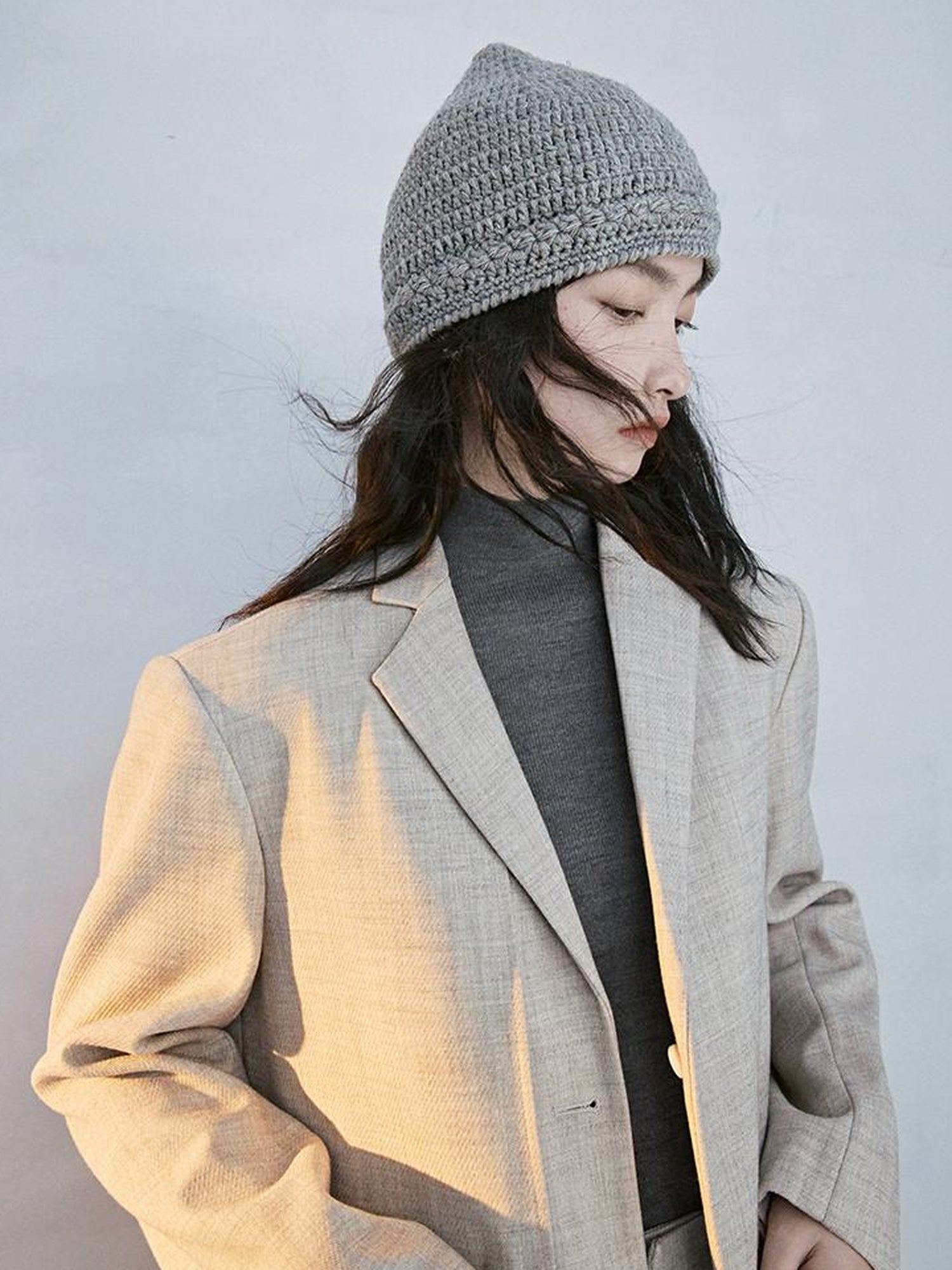 FUSSED Deconstructed Wool Blazer In Gravel Grey