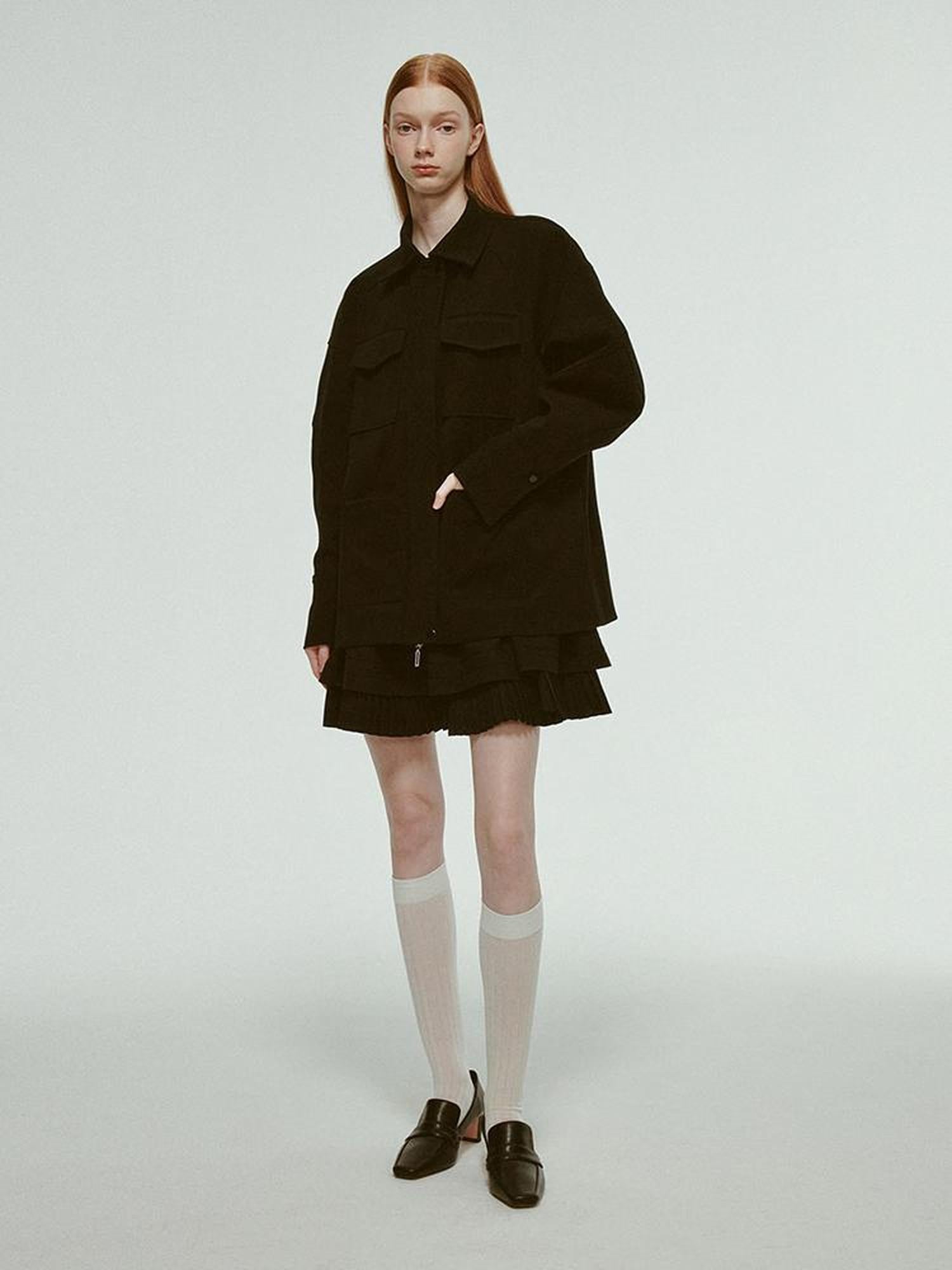 FUSSED Deconstructed Wool Blend Utility Jacket With 3D Paneling