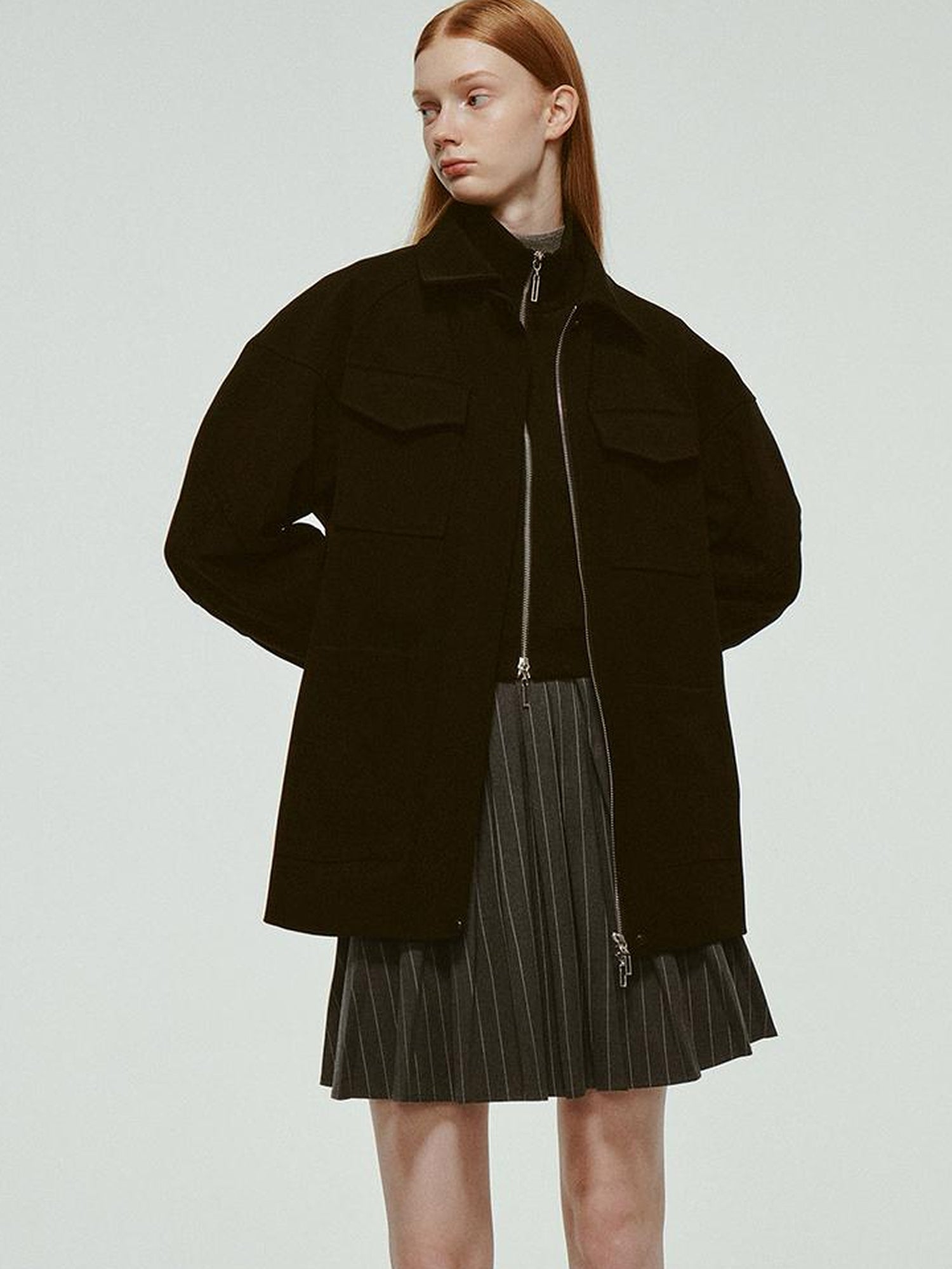 FUSSED Deconstructed Wool Blend Utility Jacket With 3D Paneling