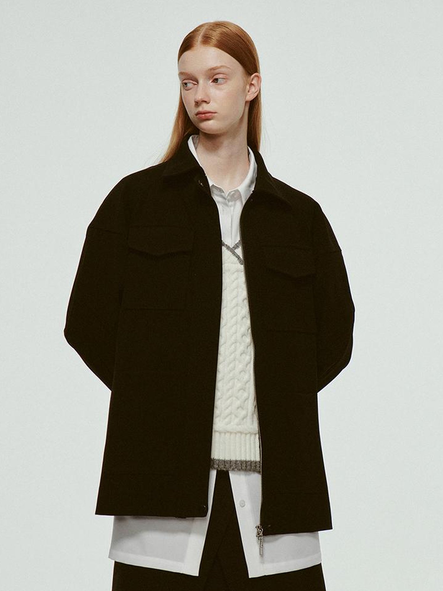 FUSSED Deconstructed Wool Blend Utility Jacket With 3D Paneling
