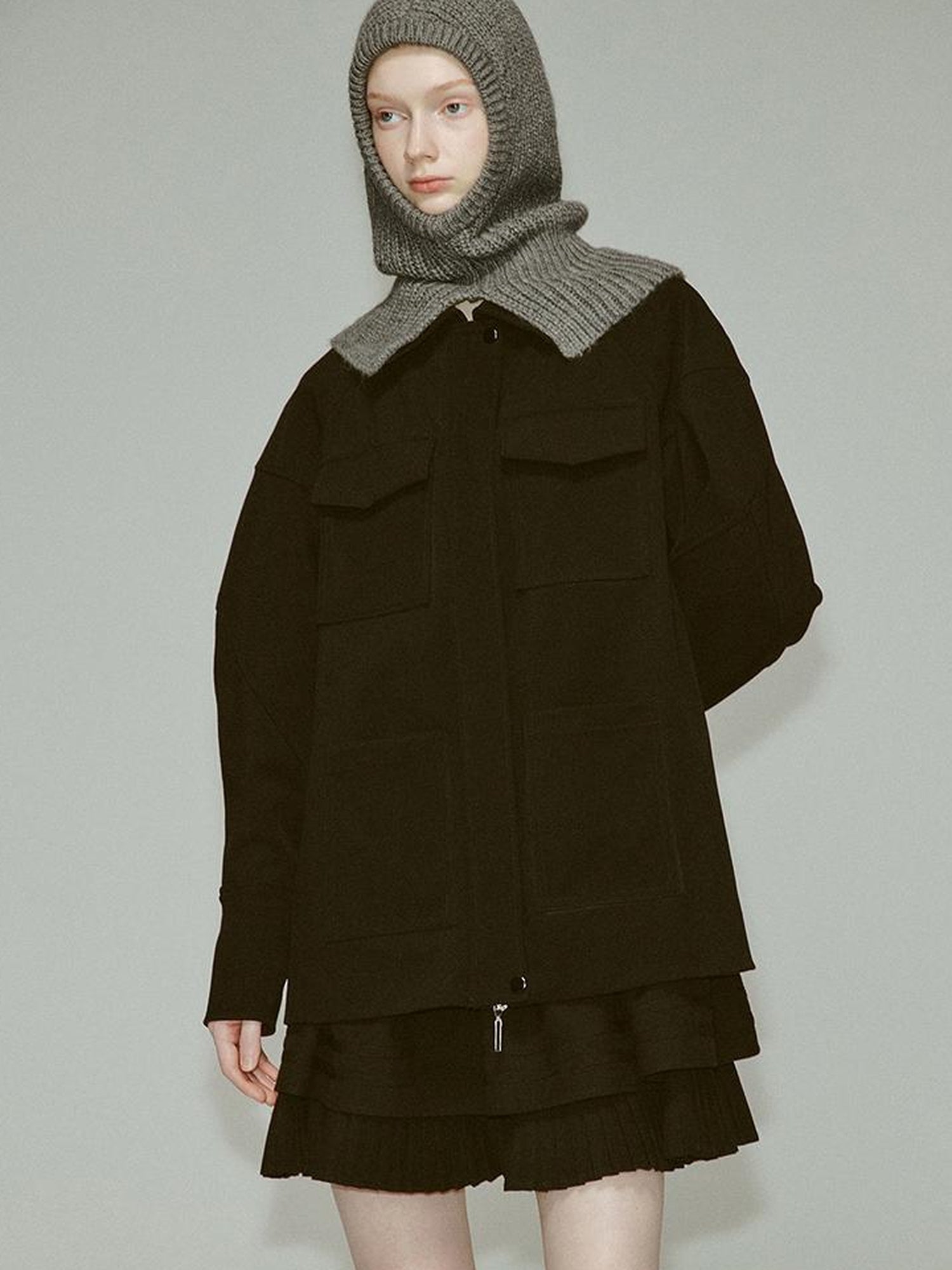 FUSSED Deconstructed Wool Blend Utility Jacket With 3D Paneling