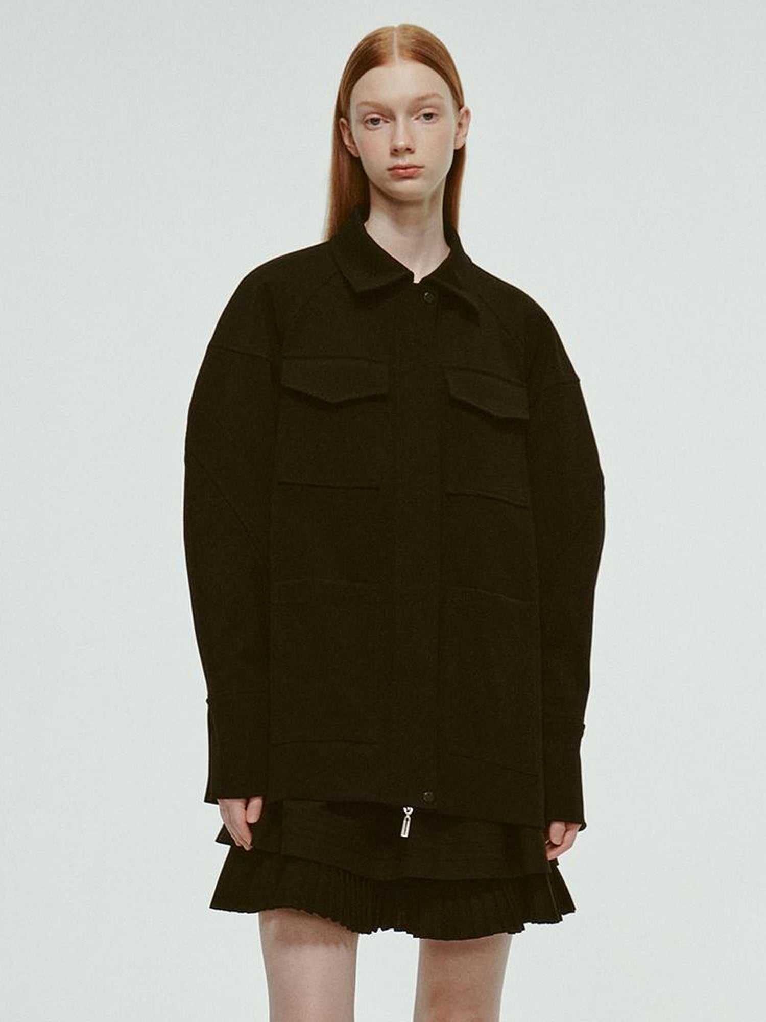 FUSSED Deconstructed Wool Blend Utility Jacket With 3D Paneling