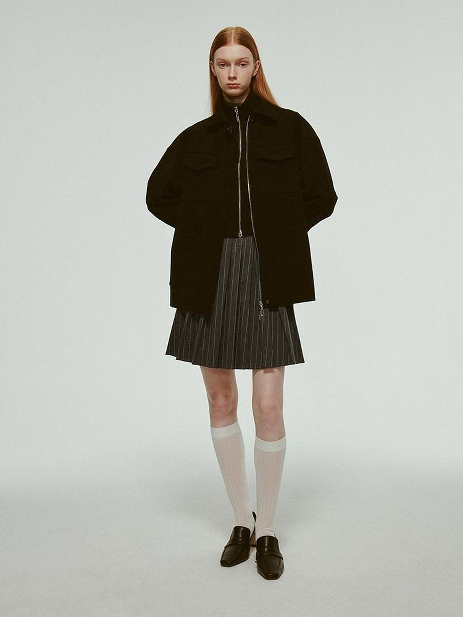 FUSSED Deconstructed Wool Blend Utility Jacket With 3D Paneling