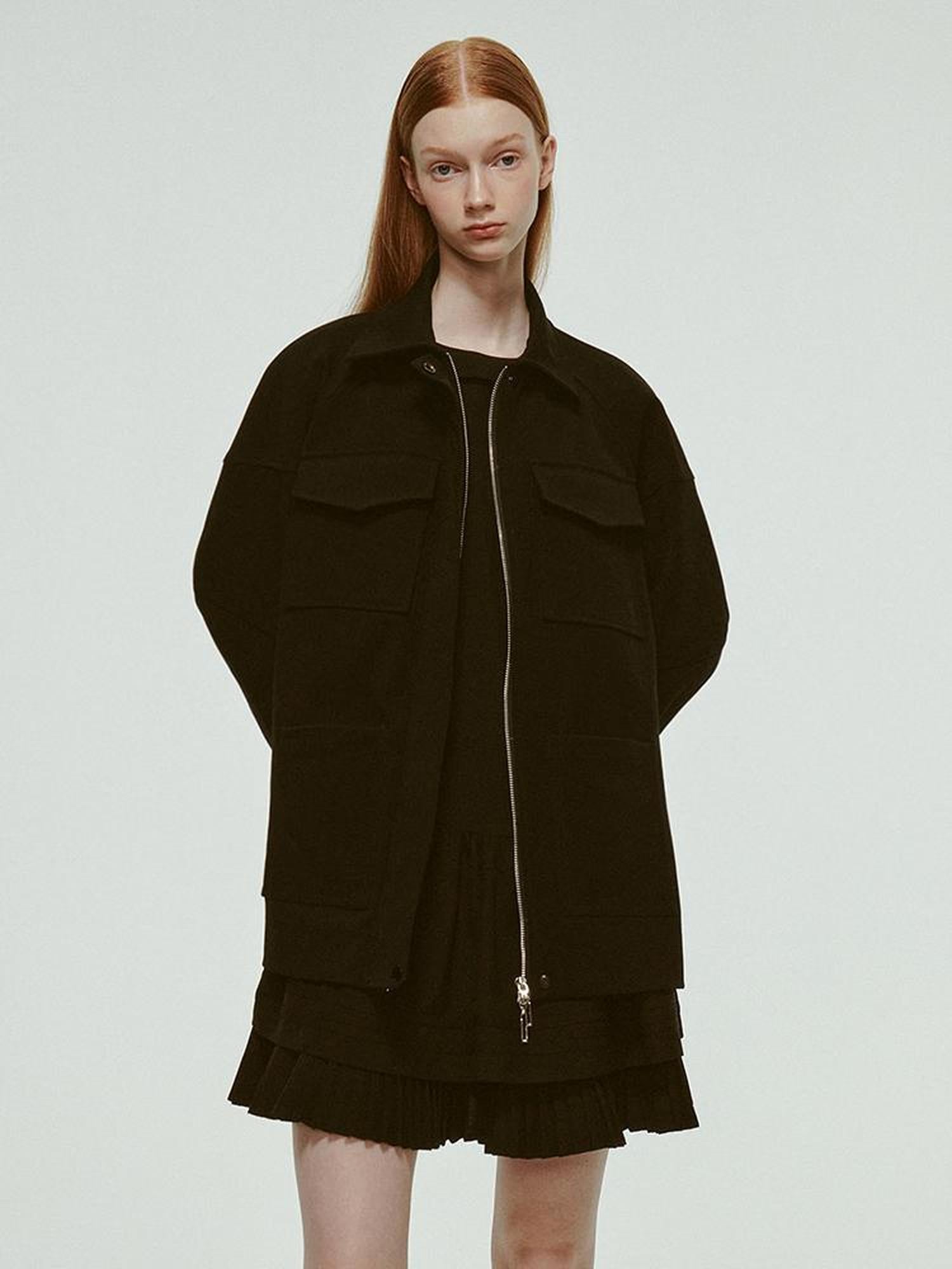FUSSED Deconstructed Wool Blend Utility Jacket With 3D Paneling