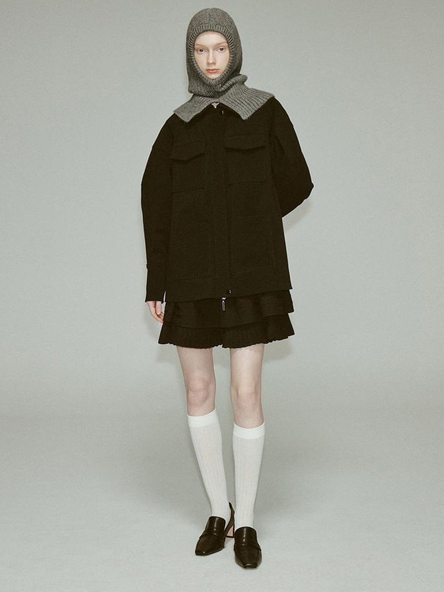 FUSSED Deconstructed Wool Blend Utility Jacket With 3D Paneling