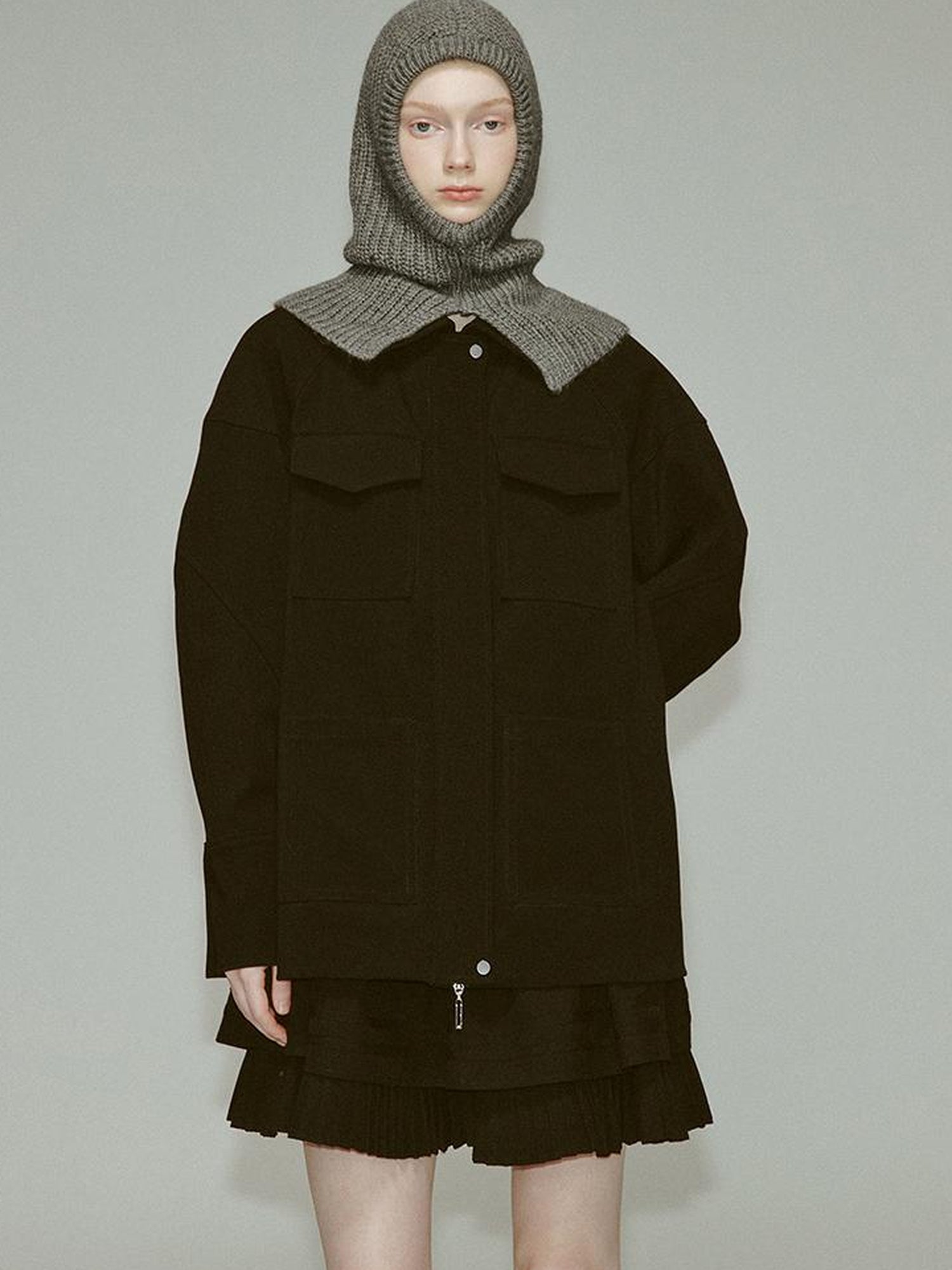 FUSSED Deconstructed Wool Blend Utility Jacket With 3D Paneling