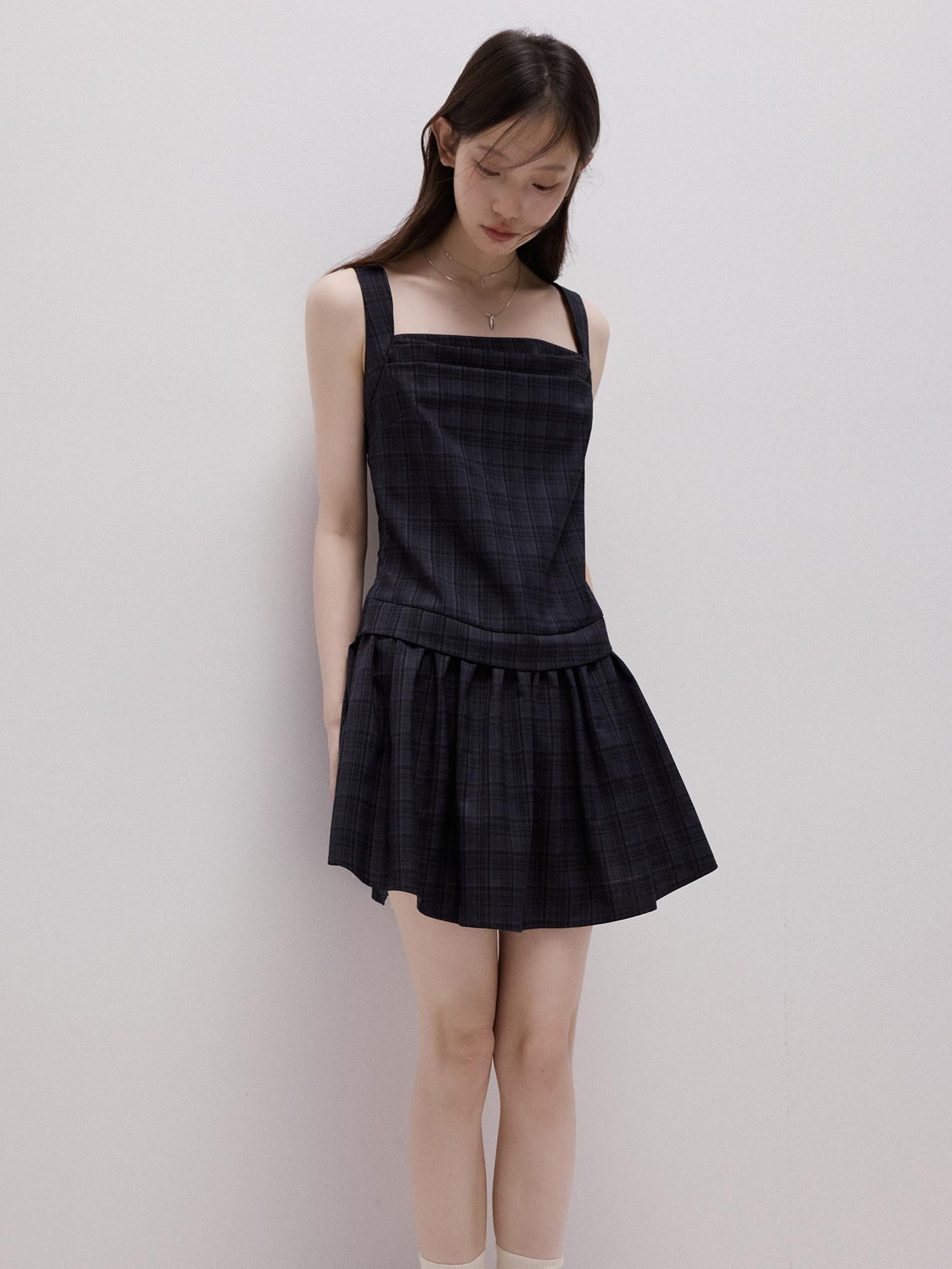 FUSSED Deep Sea Blue Plaid Yarn Dyed Patchwork Women&