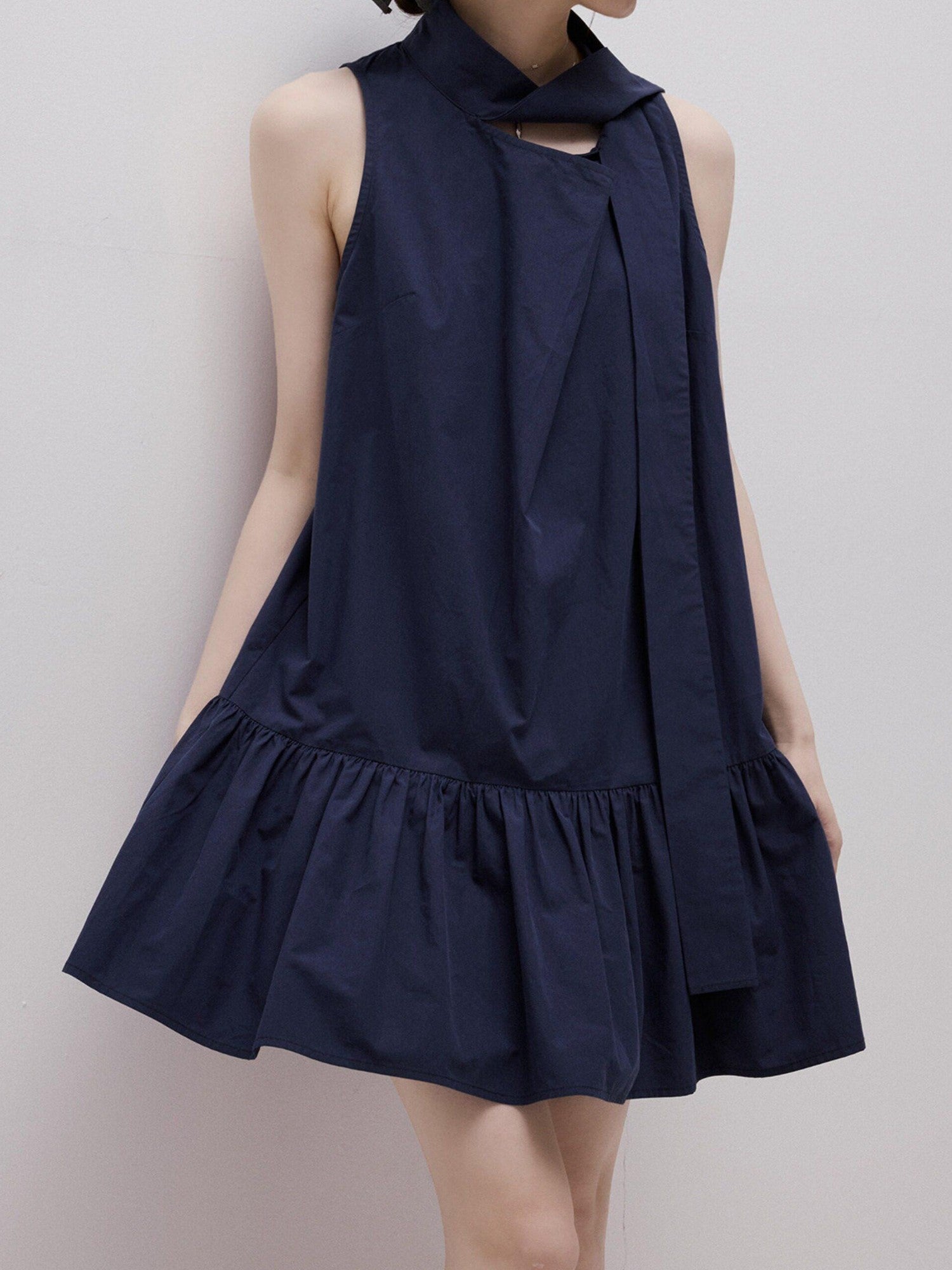 FUSSED Deep Sea Blue Sculpted Ribbon Tie Aline Women&