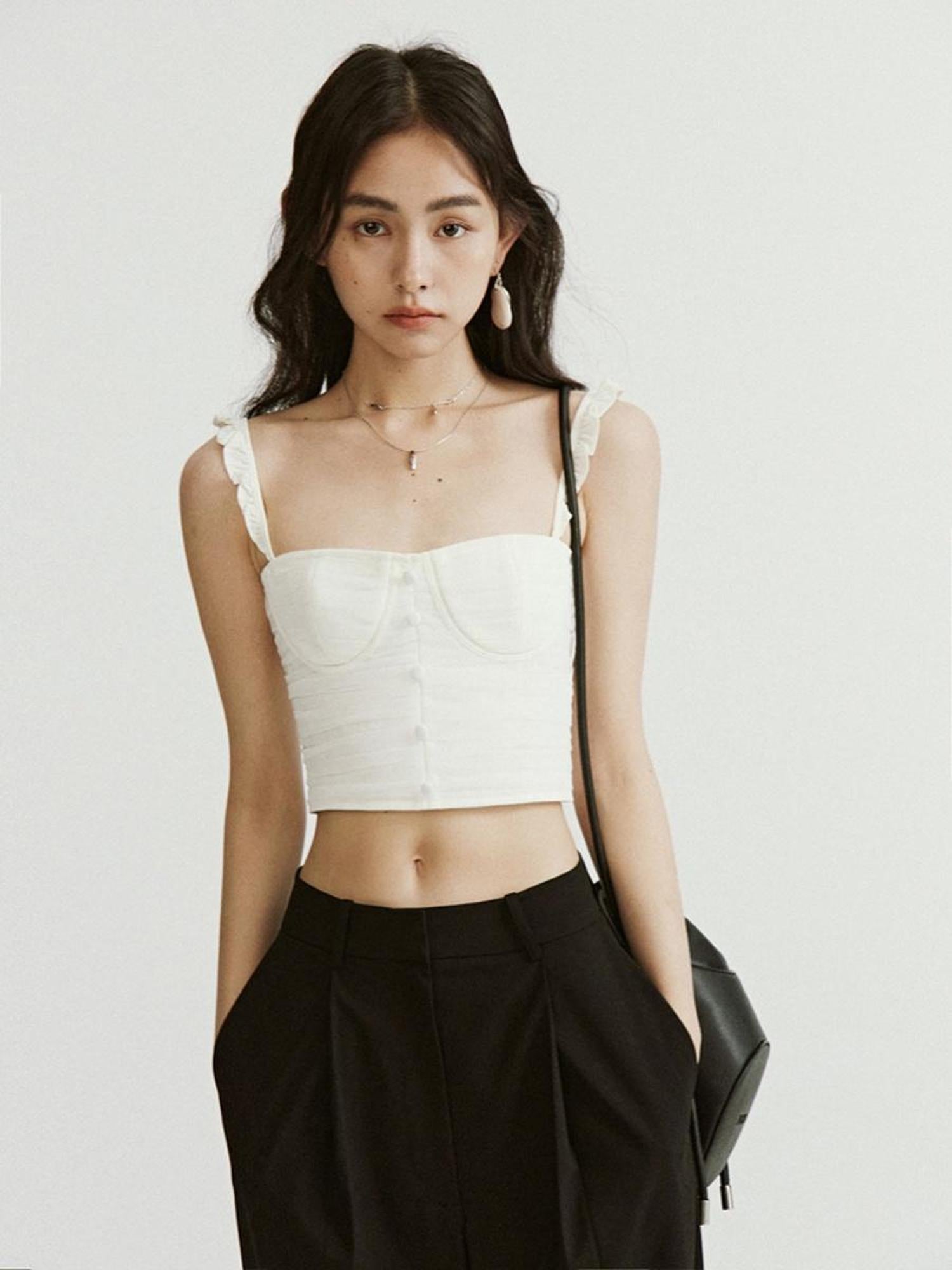 FUSSED Delicate Layered Ruffle Camisole Top