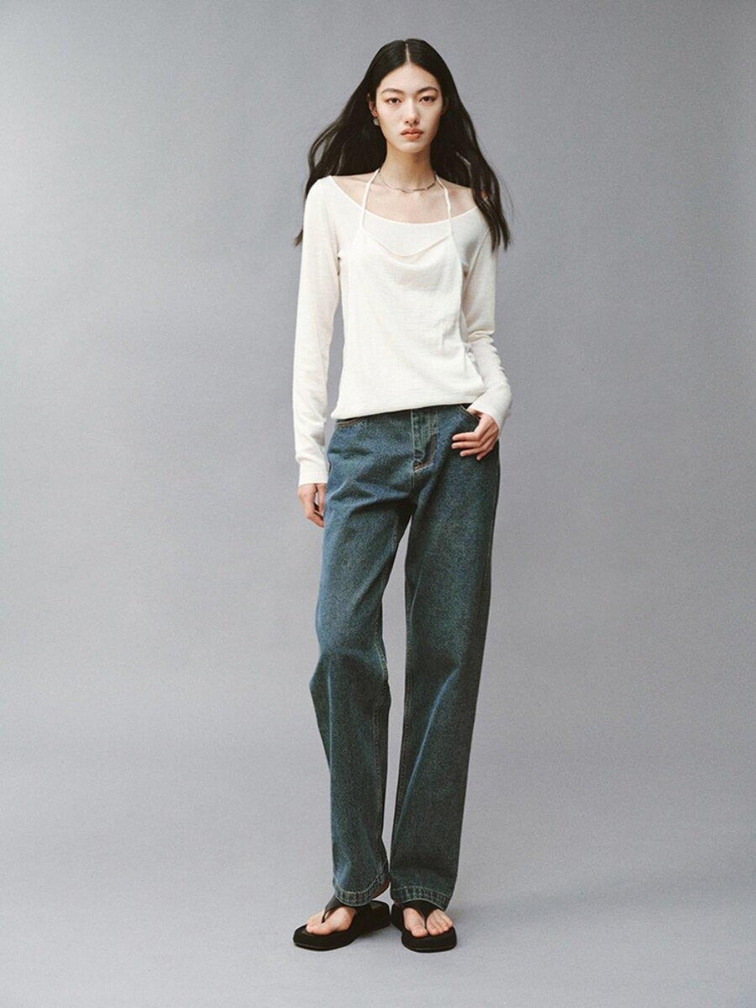 FUSSED Diamond White Double Layer Cropped Women&
