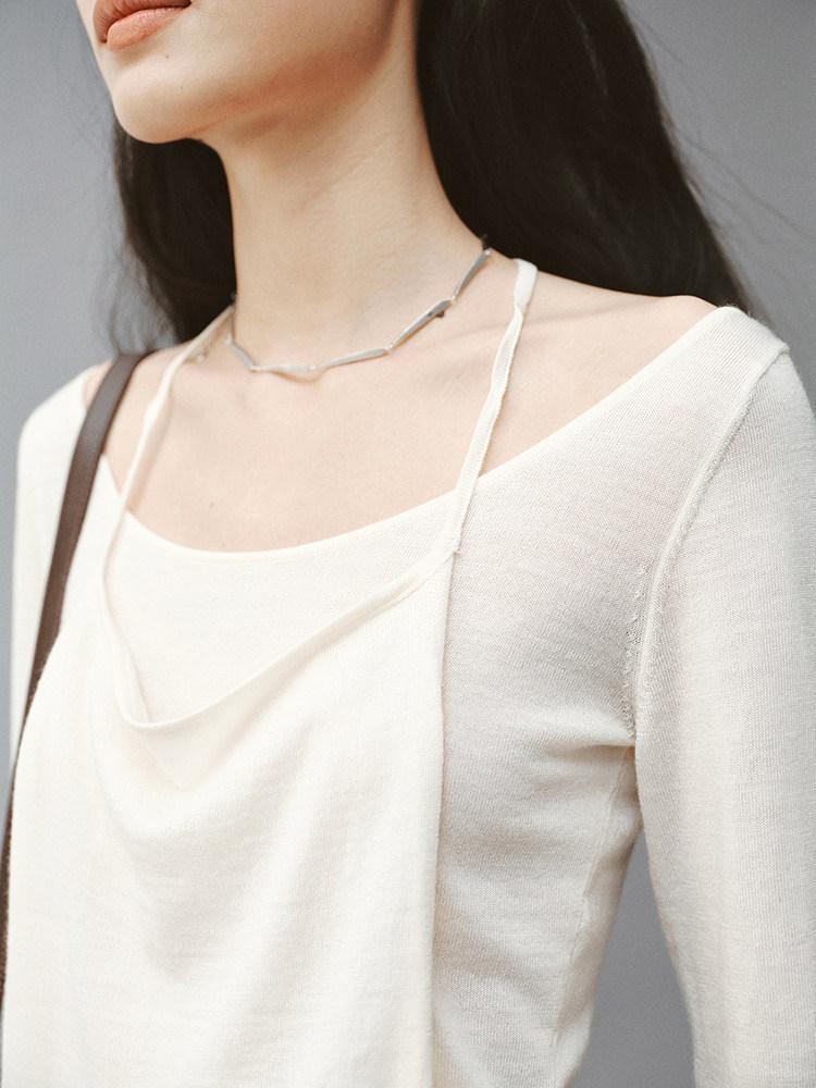 FUSSED Diamond White Double Layer Cropped Women&