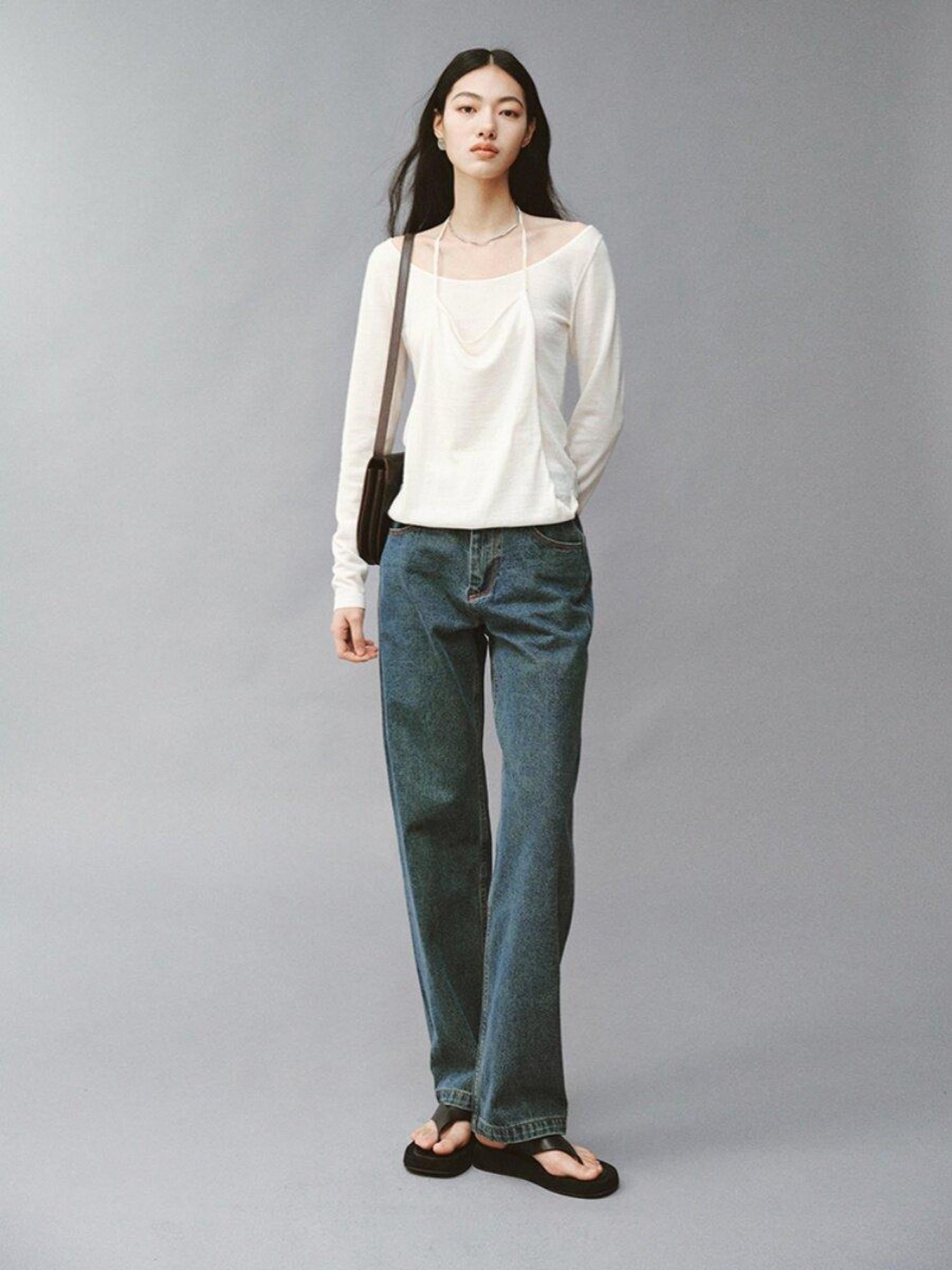 FUSSED Diamond White Double Layer Cropped Women&