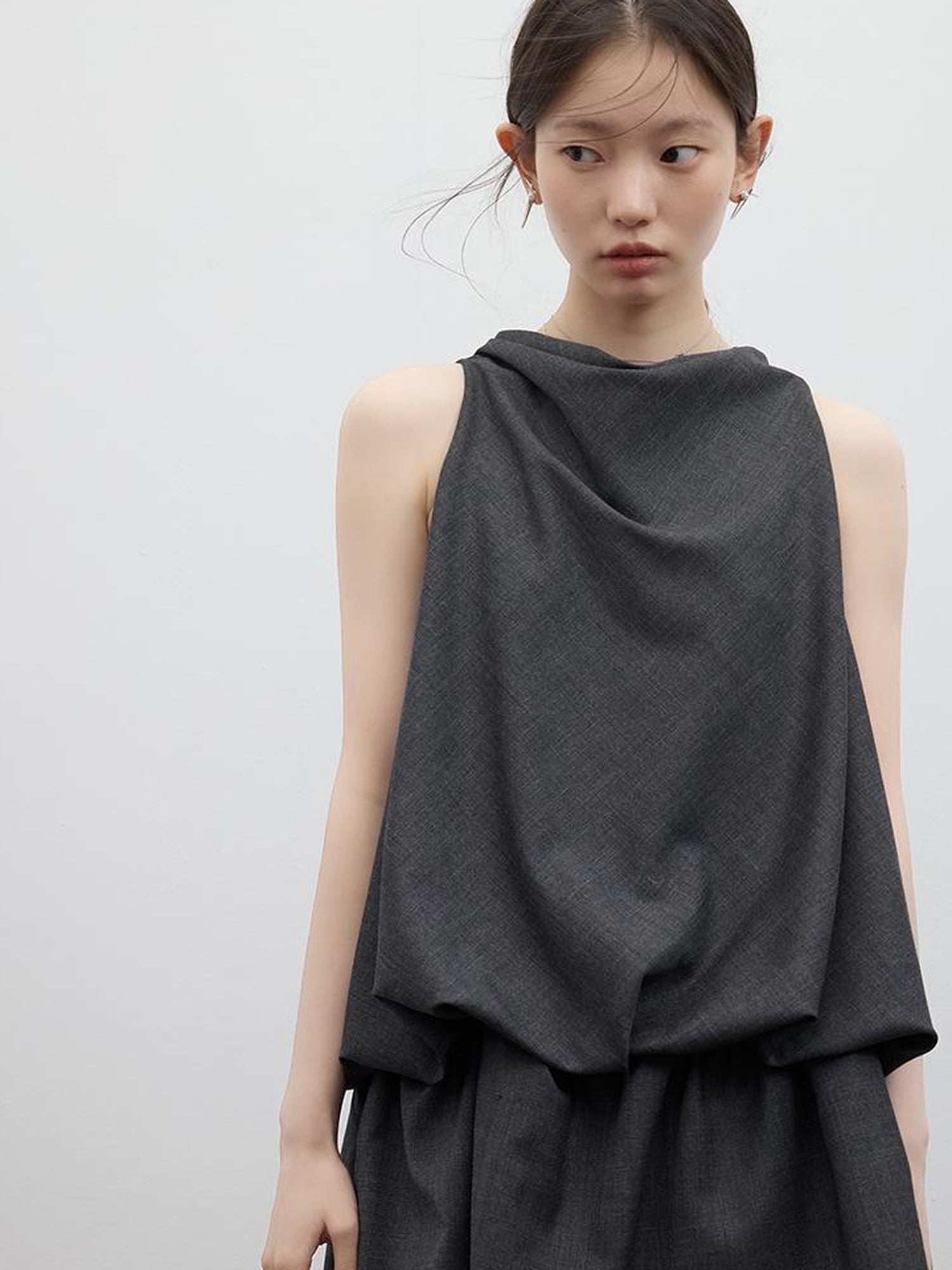 FUSSED Draped Bubble Blazer Dress In Meteor Grey