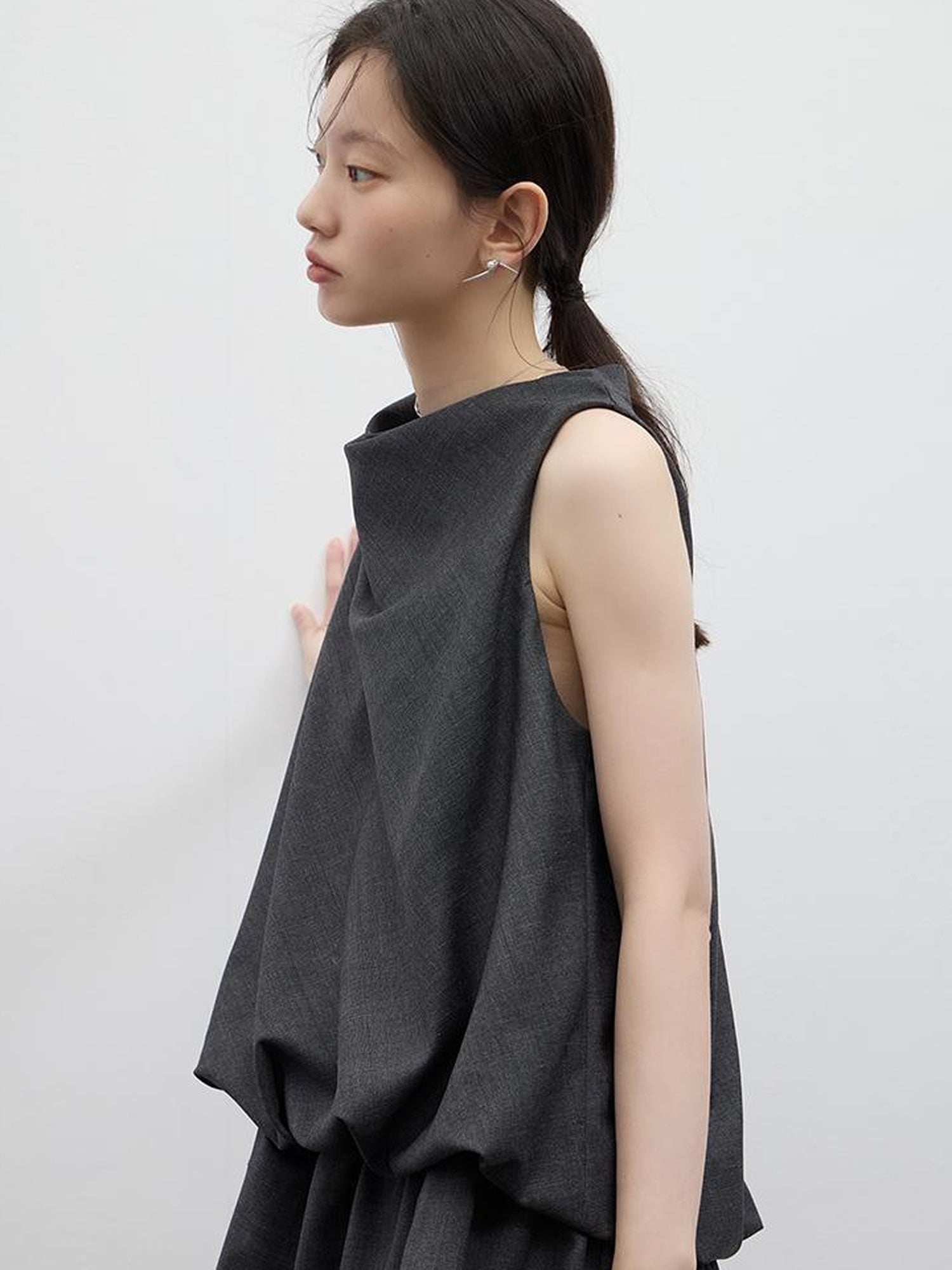 FUSSED Draped Bubble Blazer Dress In Meteor Grey