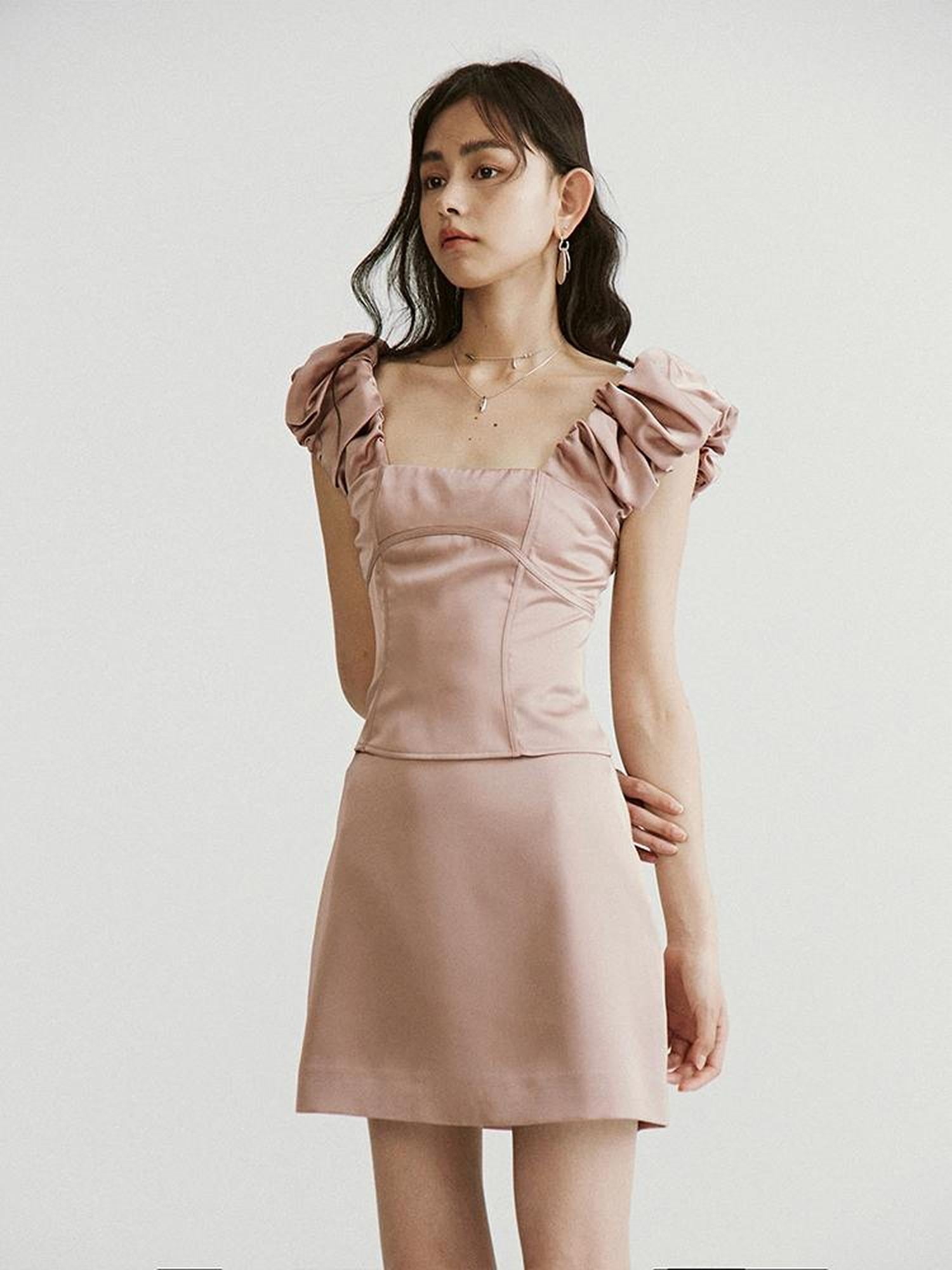 FUSSED Dried Rose Pink Bubble Cloud Patchwork Set