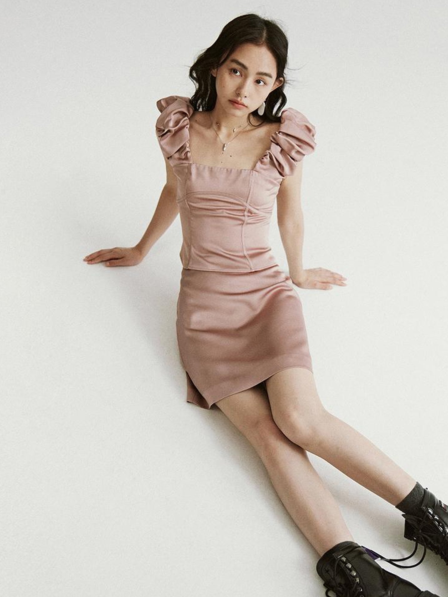 FUSSED Dried Rose Pink Bubble Cloud Patchwork Set