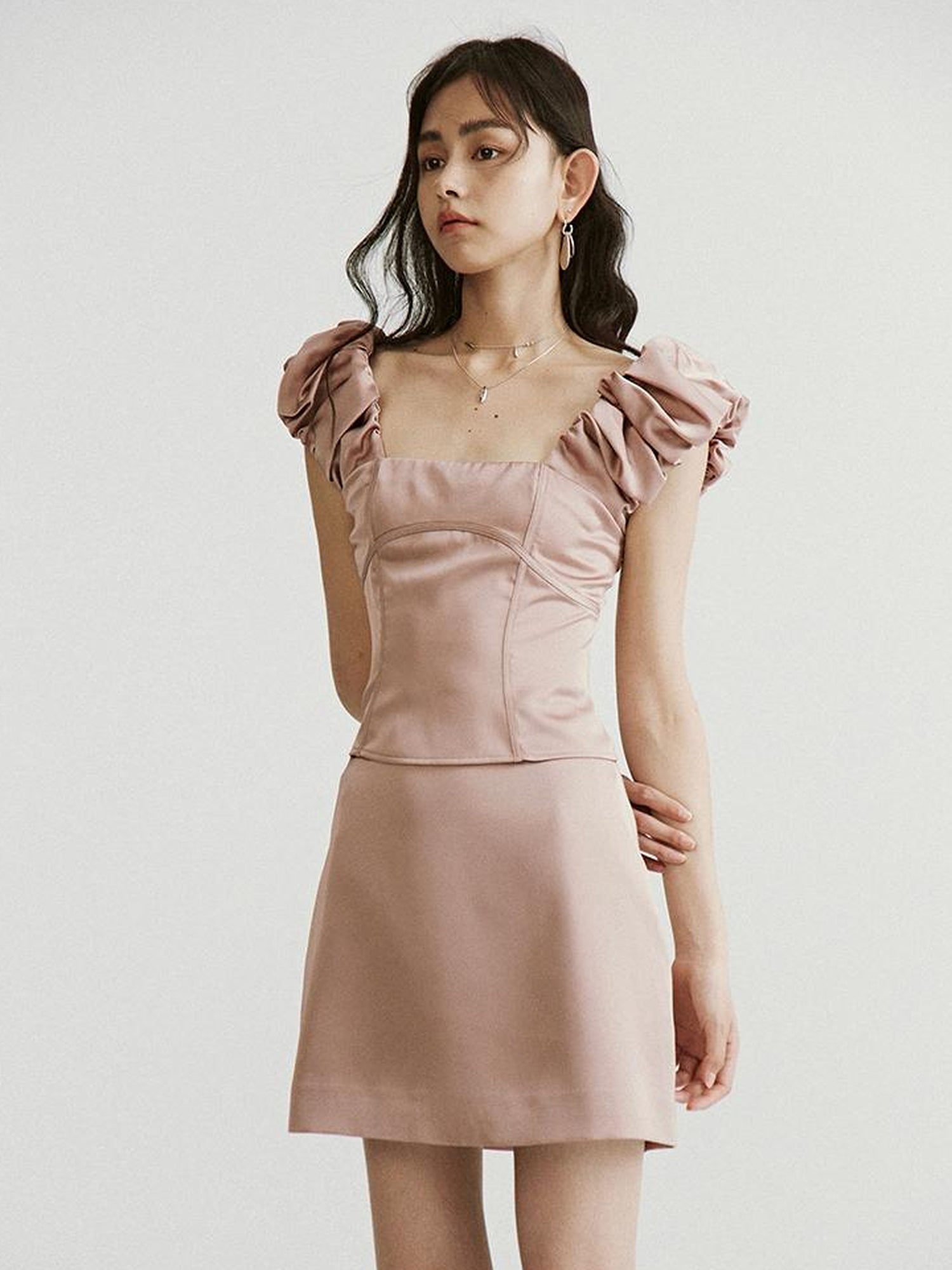 FUSSED Dried Rose Pink Bubble Cloud Patchwork Set
