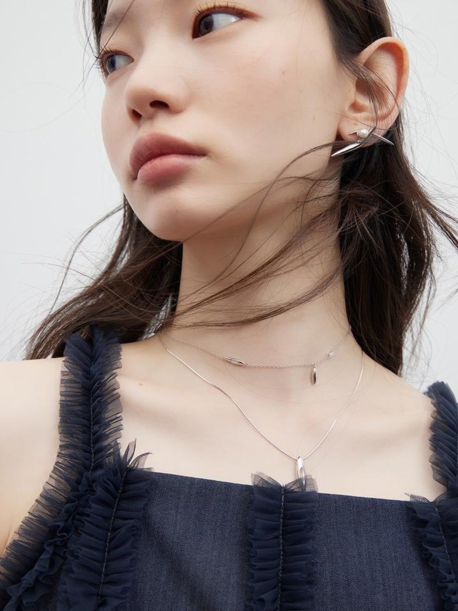 FUSSED Eden Blue Denim Look Sheer Mesh Trim A Line Dress