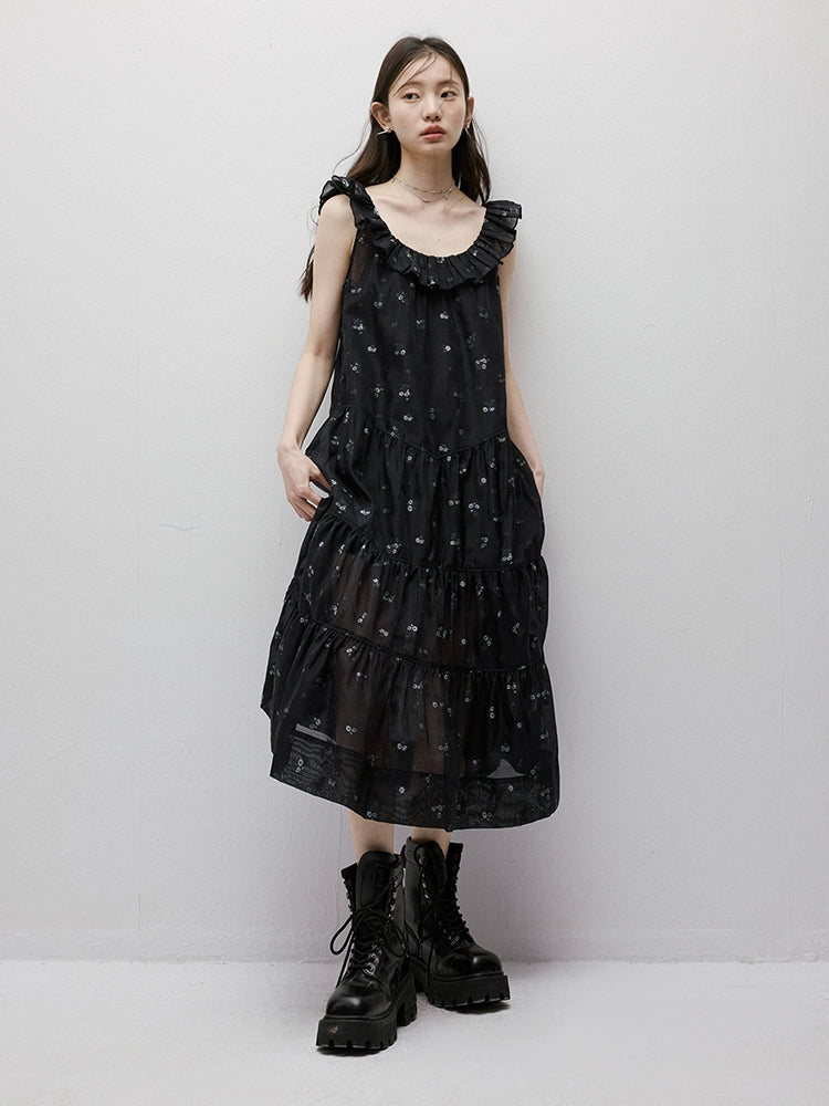 FUSSED_Flora_Embroidered_Burnout_Floral_Dark_Blue_Maxi_Dress_With_Ruffled_Neckline_MISSTT