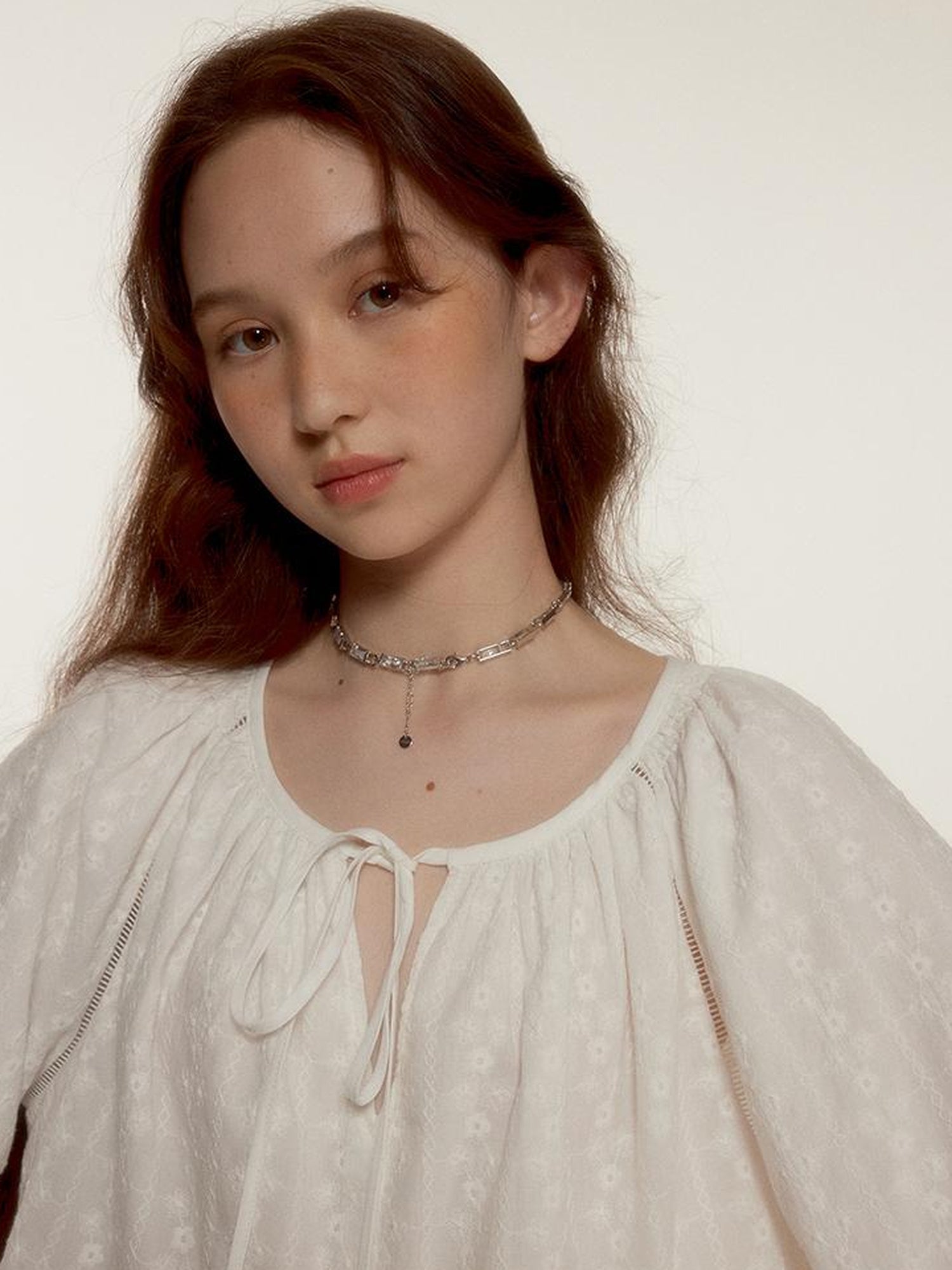 FUSSED Floral Embroidery Openwork Lace Up Crop Top Shorts Set