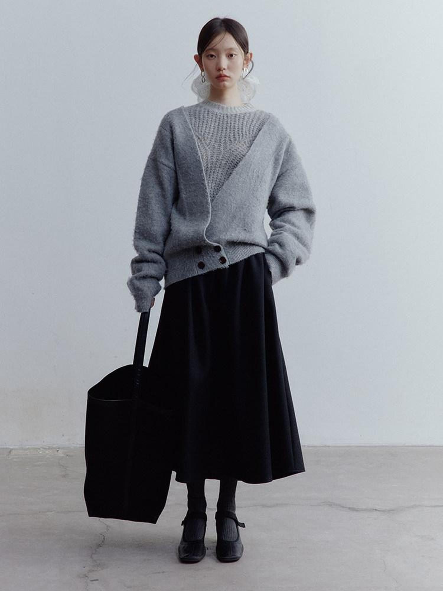 FUSSED Fluffy V-neck Buttoned Oversized Women&