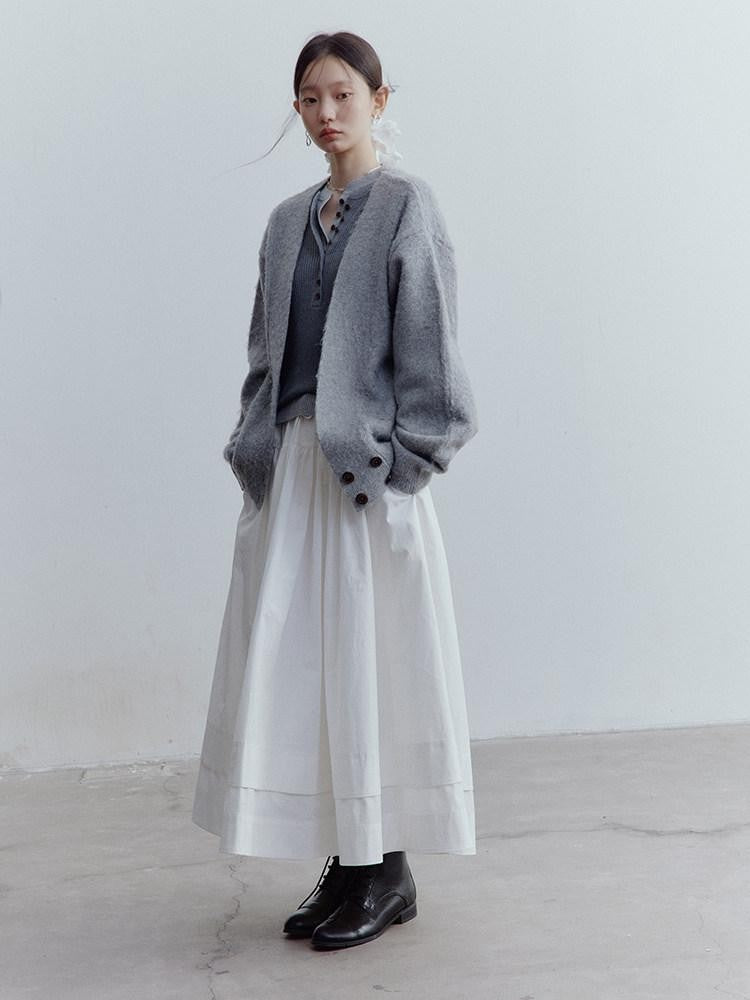 FUSSED Fluffy V-neck Buttoned Oversized Women&