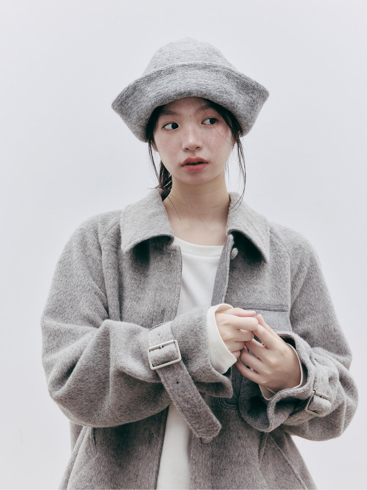 FUSSED Folded Rolled Brim Solid Wool Women&