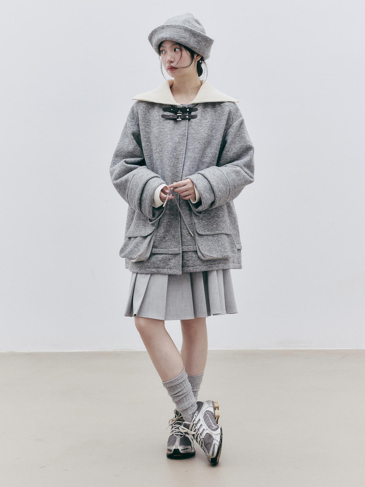 FUSSED Folded Rolled Brim Solid Wool Women&