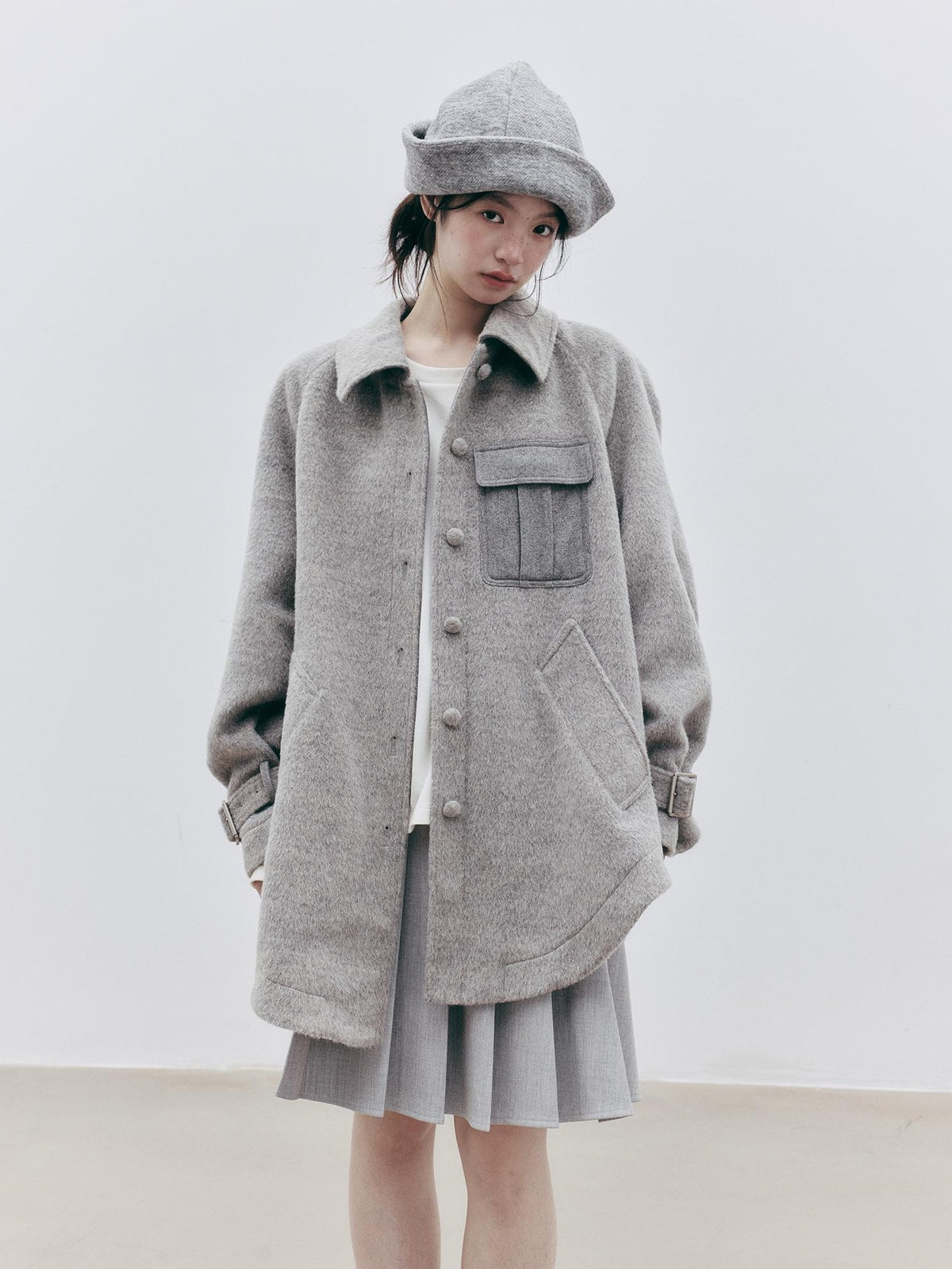 FUSSED Folded Rolled Brim Solid Wool Women&