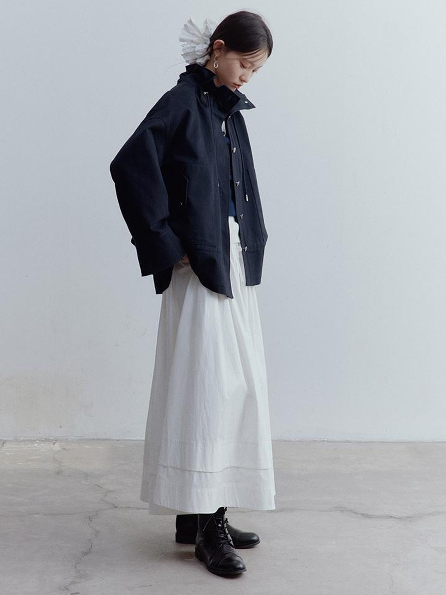 FUSSED Fussed Blues Prussian Blue Structured Oversized Denim Jacket