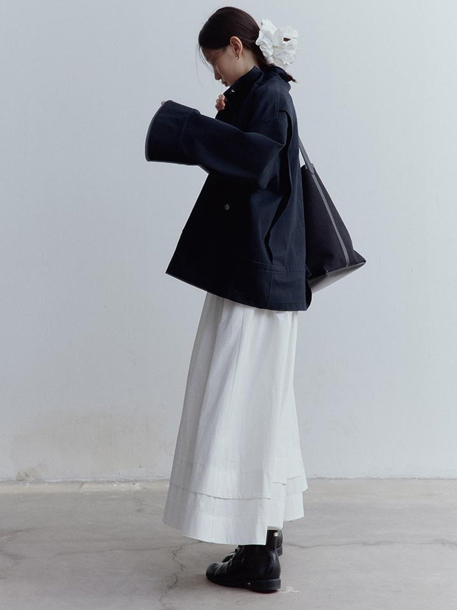 FUSSED Fussed Blues Prussian Blue Structured Oversized Denim Jacket