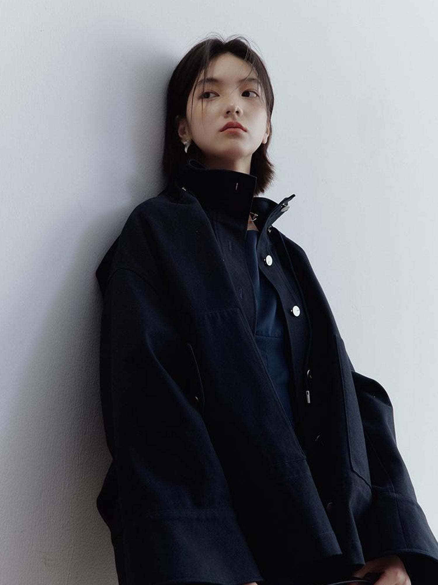 FUSSED Fussed Blues Prussian Blue Structured Oversized Denim Jacket