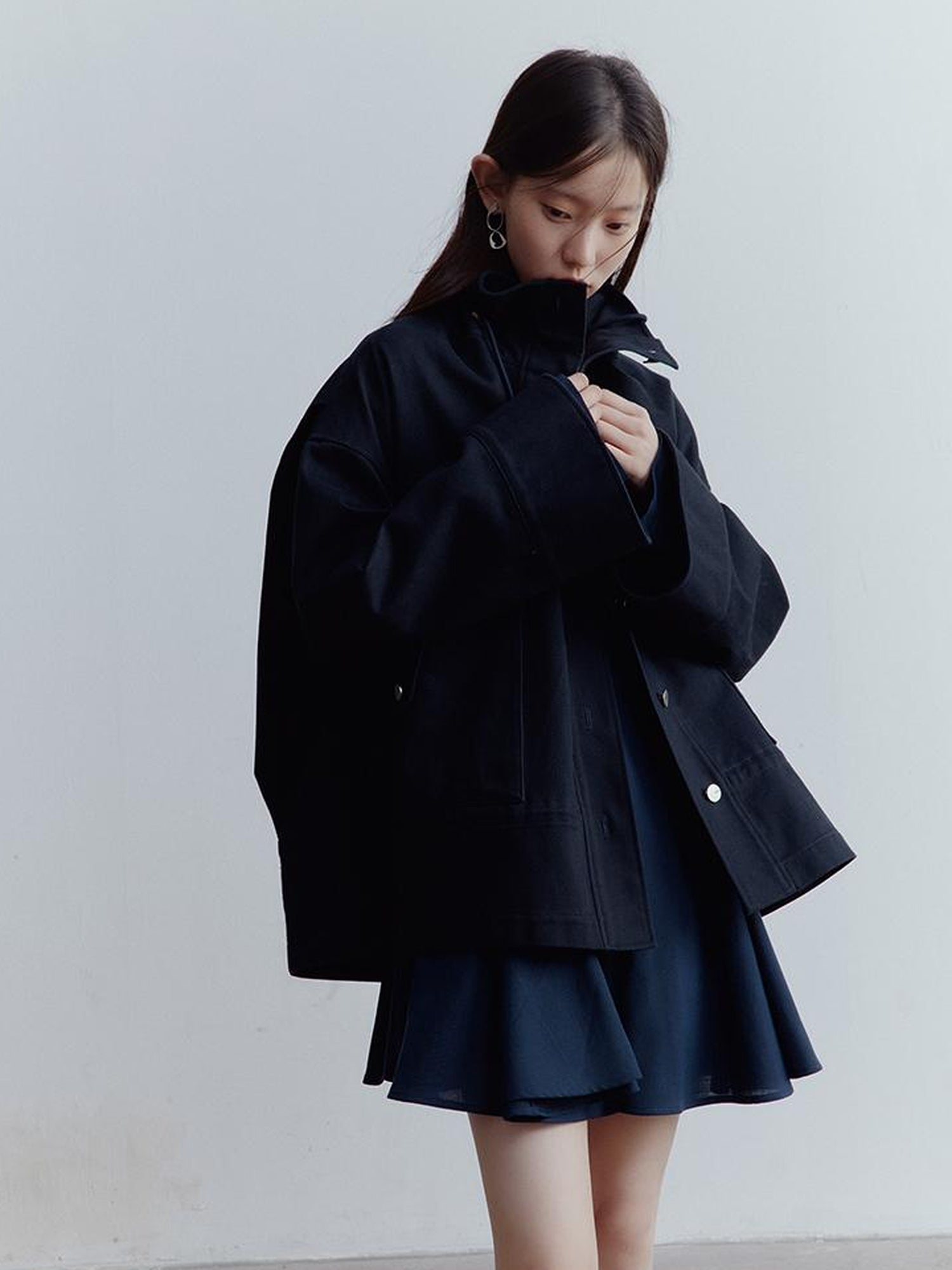 FUSSED Fussed Blues Prussian Blue Structured Oversized Denim Jacket