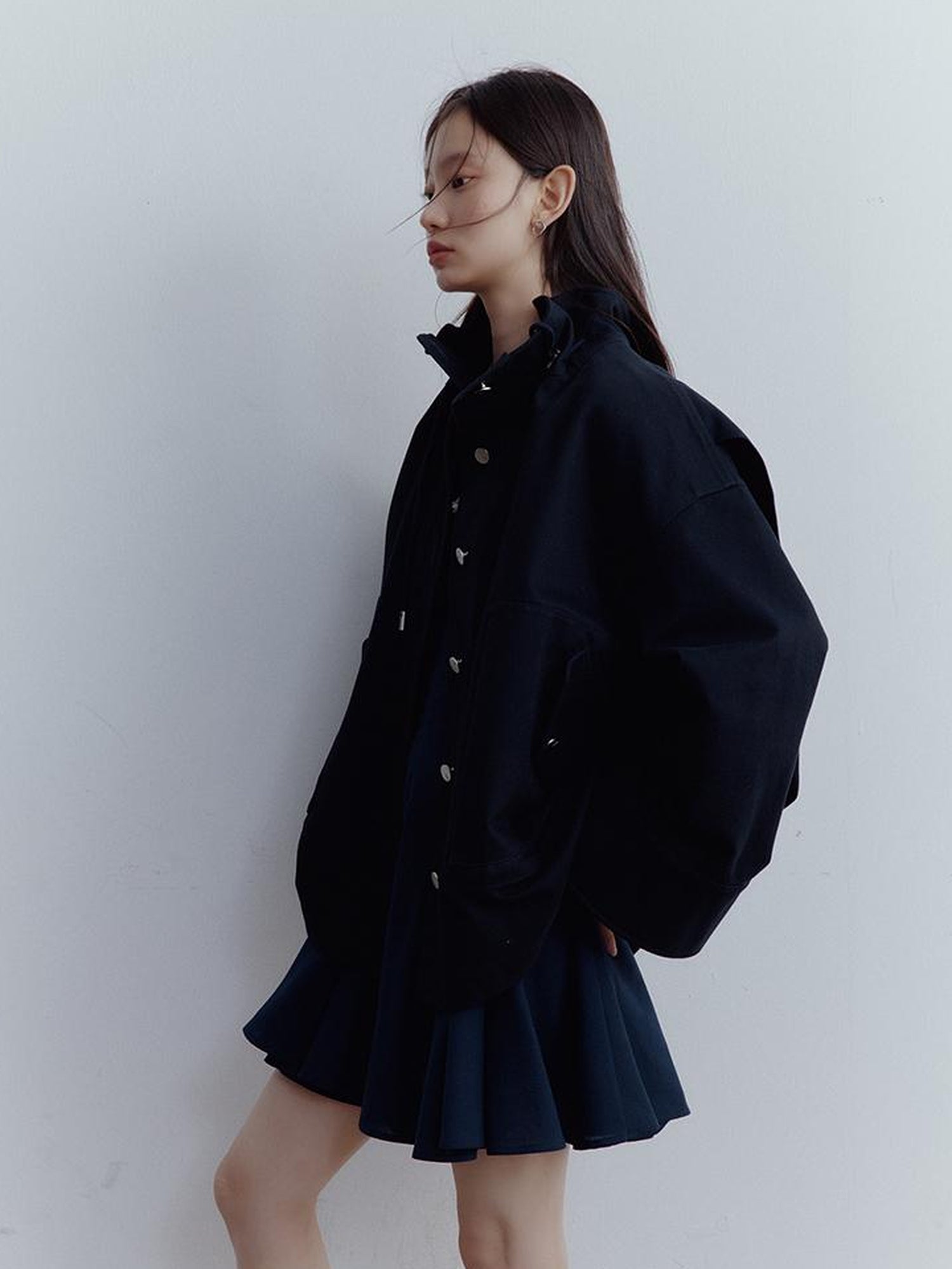 FUSSED Fussed Blues Prussian Blue Structured Oversized Denim Jacket