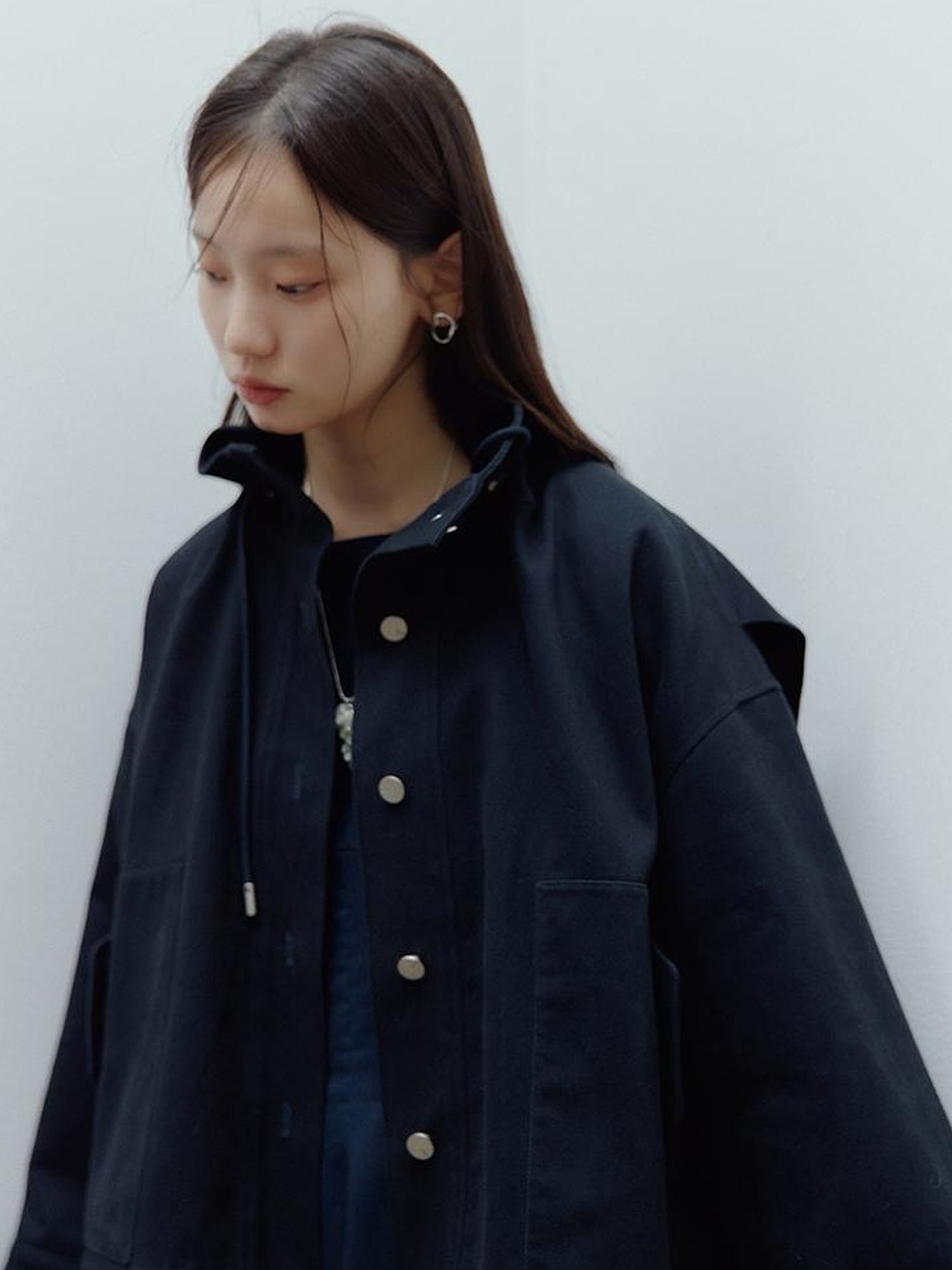 FUSSED Fussed Blues Prussian Blue Structured Oversized Denim Jacket